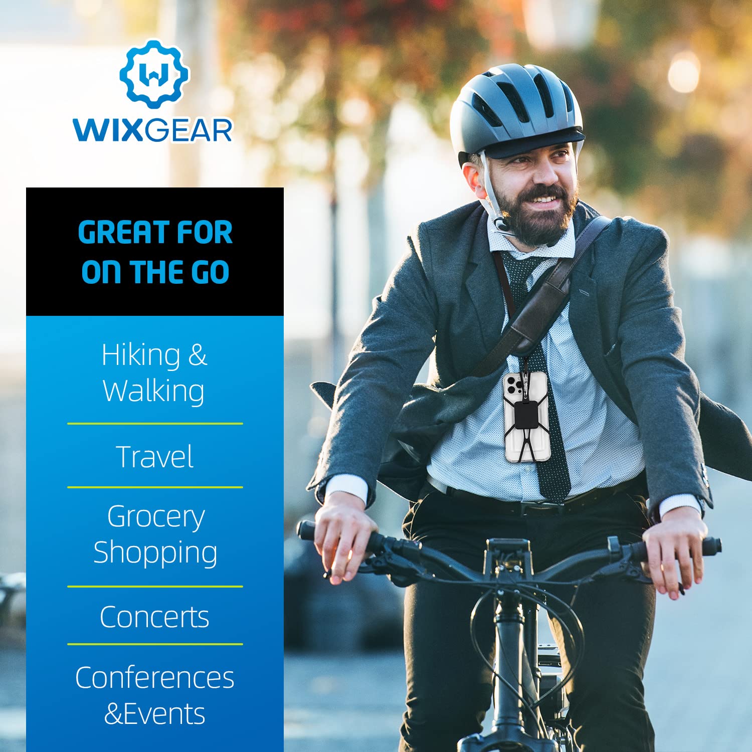WixGear Magnetic Phone Lanyard Holder - Adjustable Silicone Neck Strap with Strong Magnetic Grip for iPhone 15/14/13, Samsung Galaxy S23/S22, Pixel 7/6 - Hands-Free Convenience for Running, Travel, Work & Outdoor Activities