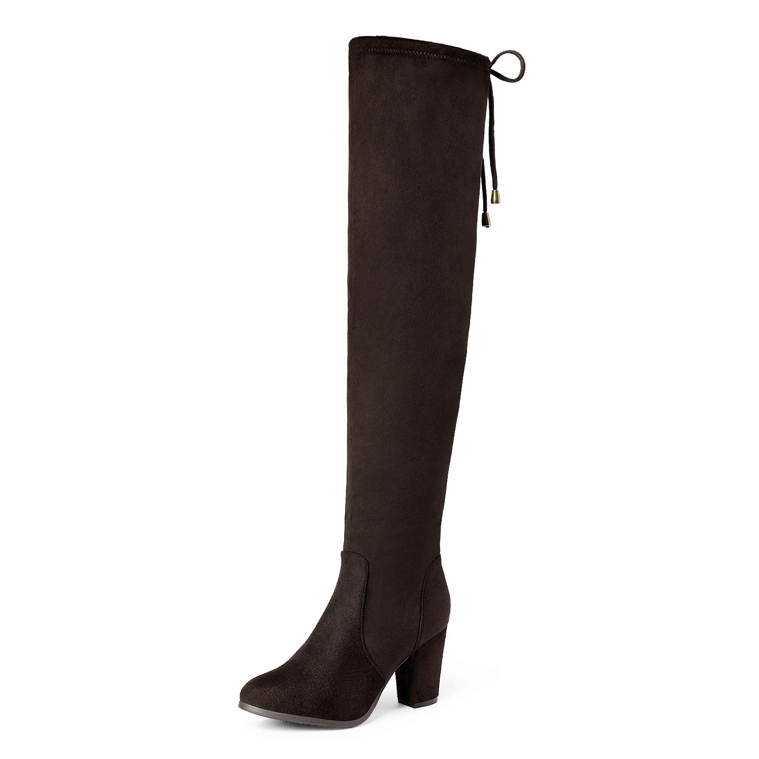 DREAM PAIRS Women's Thigh High Over The Knee Boots - Fashion Block Heel Mid Calf Boots with Faux Fur Trim | Sexy Winter Boots for Party, Date Night & Cold Weather Outfits