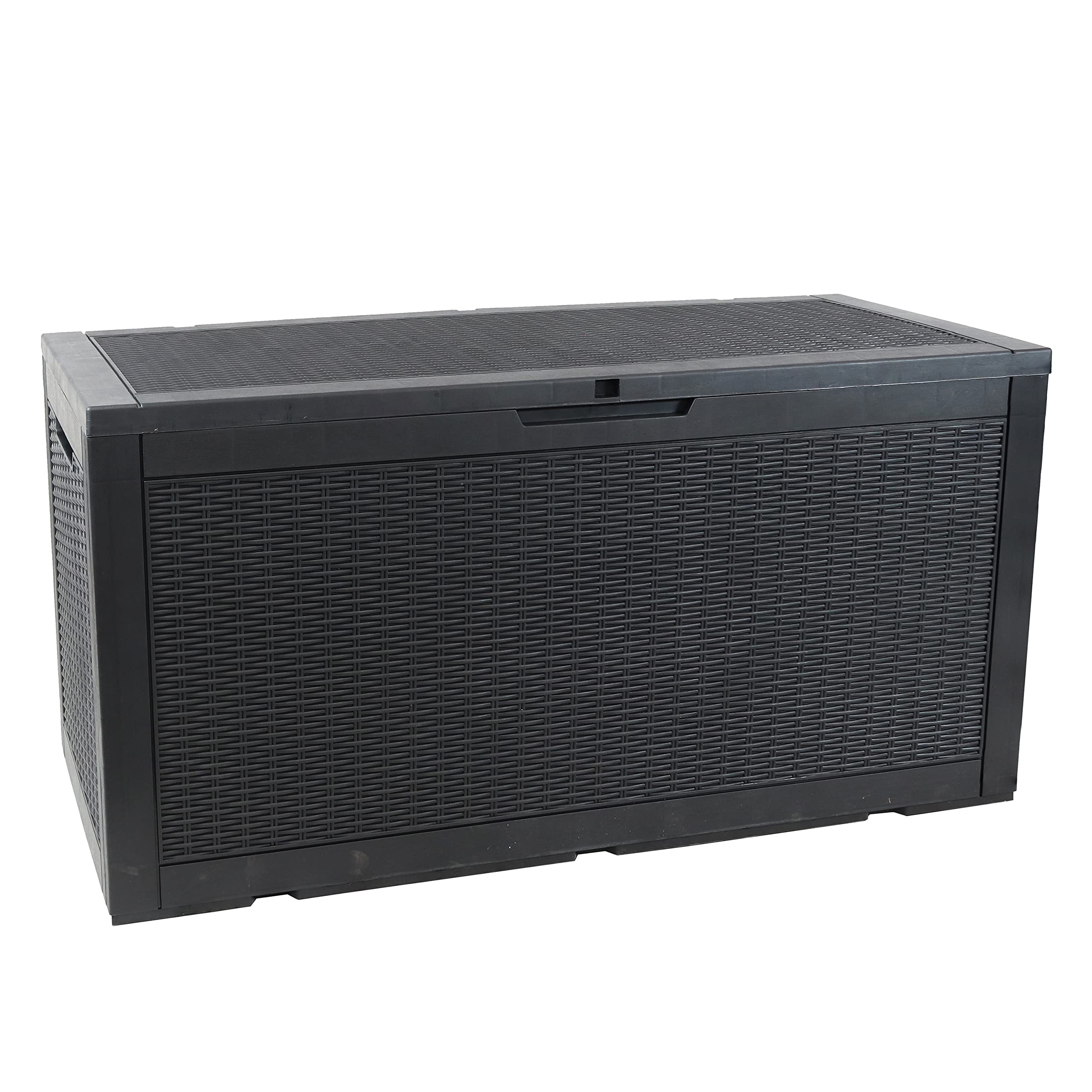Sunnydaze 100-Gallon Outdoor Deck Storage Box - Lockable Weatherproof Package Delivery Bin - Faux Resin Phantom Gray - Perfect for Patio, Garden & Porch Organization