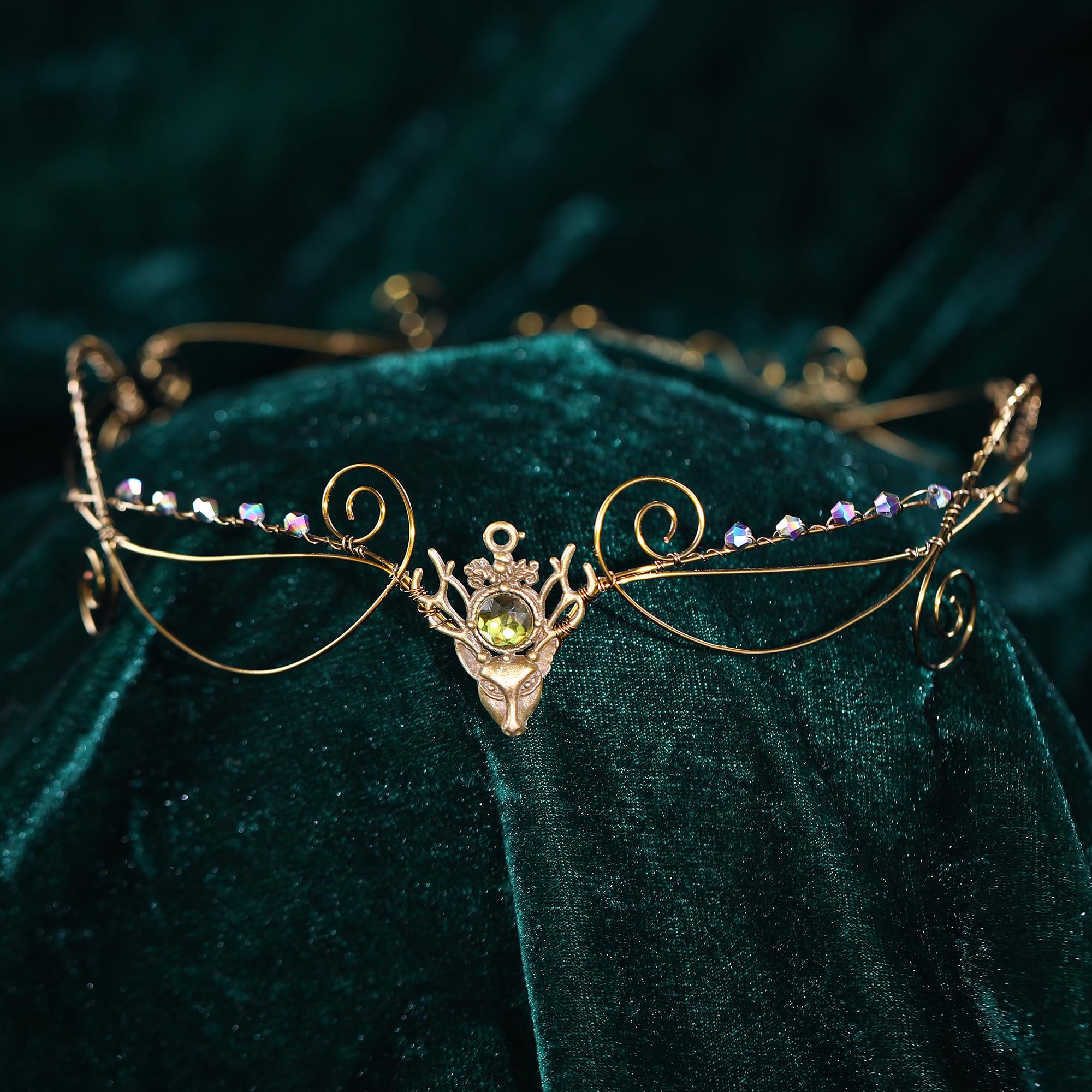 Handmade Elven Fairy Circlet - Dark Antler Headpiece for Cosplay, Renaissance Fairs & Fantasy Costumes | Bronze Deer Antler Tiara Crown for Women | Witch, Princess & Elf Costume Accessories | Perfect for Halloween, LARP & Themed Parties