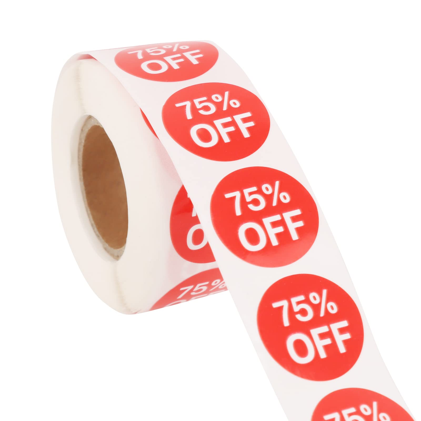 Muka 2500 PCS 0.75 Inch Red Discount Stickers - 10% to 75% Off Waterproof Permanent Self-Adhesive Sale Labels for Retail, Clearance, and Pricing - Perfect for Stores, Flea Markets, and Garage Sales