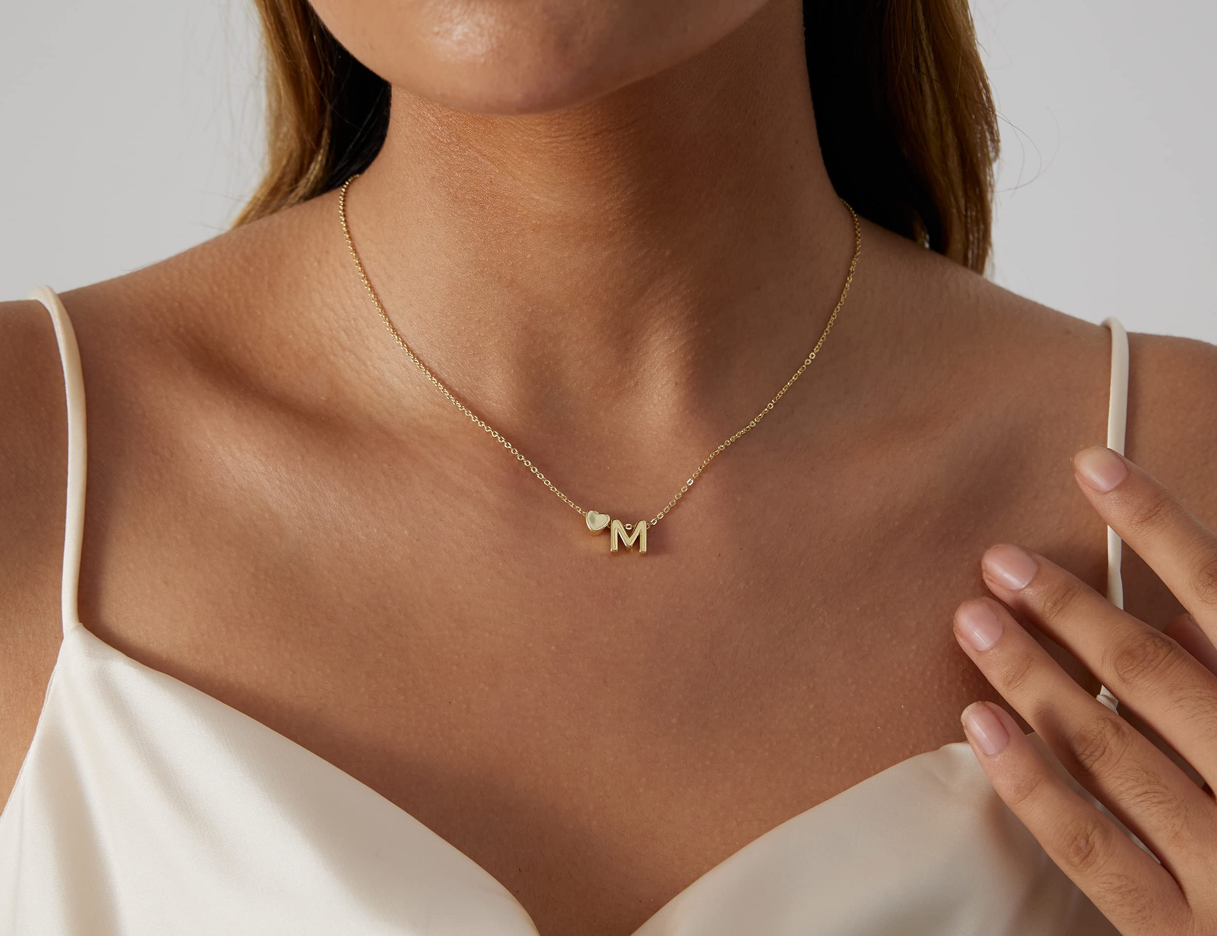 14K Gold Plated Personalized Initial Necklace for Women - Dainty Heart Letter Pendant Name Necklace | Perfect Gift for Birthday, Anniversary & Valentine's Day