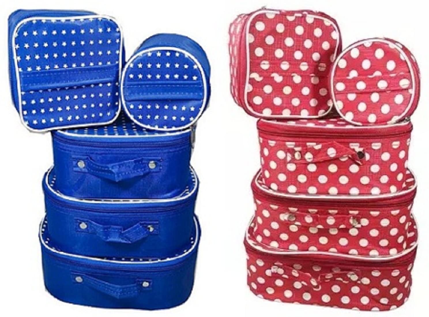 Premium 5-Piece Cosmetic Organizer Set - Vanity Box, Makeup Storage Case & Travel Pouch for Women | Multicolor Makeup Bag Combo | Perfect for Travel, Home & Salon Organization