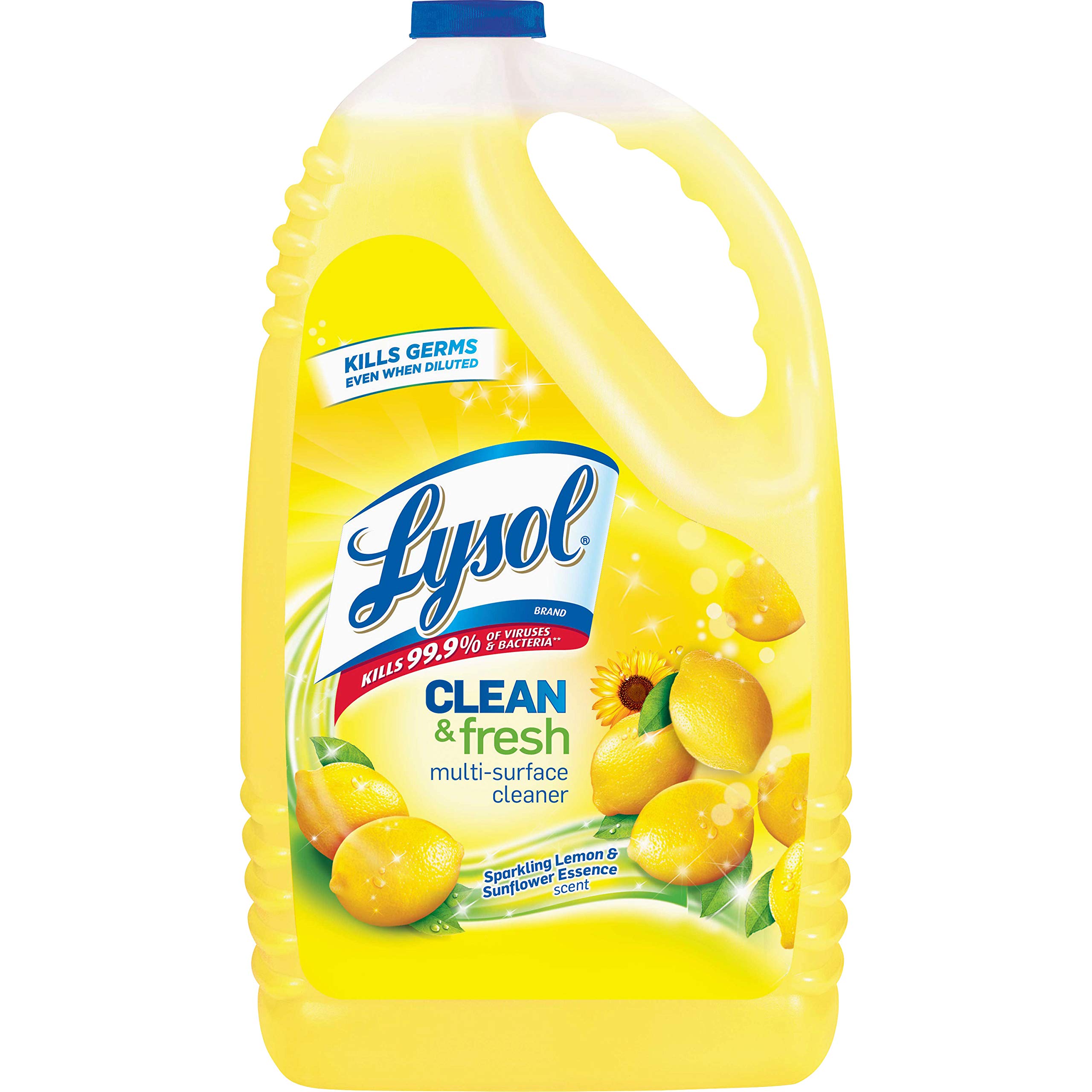 Lysol Multi-Surface Cleaner & Disinfectant - Sparkling Lemon & Sunflower Scent, 144 Fl Oz (4-Pack) | Kills 99.9% of Germs | Sanitizes & Deodorizes | Ideal for Kitchens, Bathrooms & High-Touch Surfaces