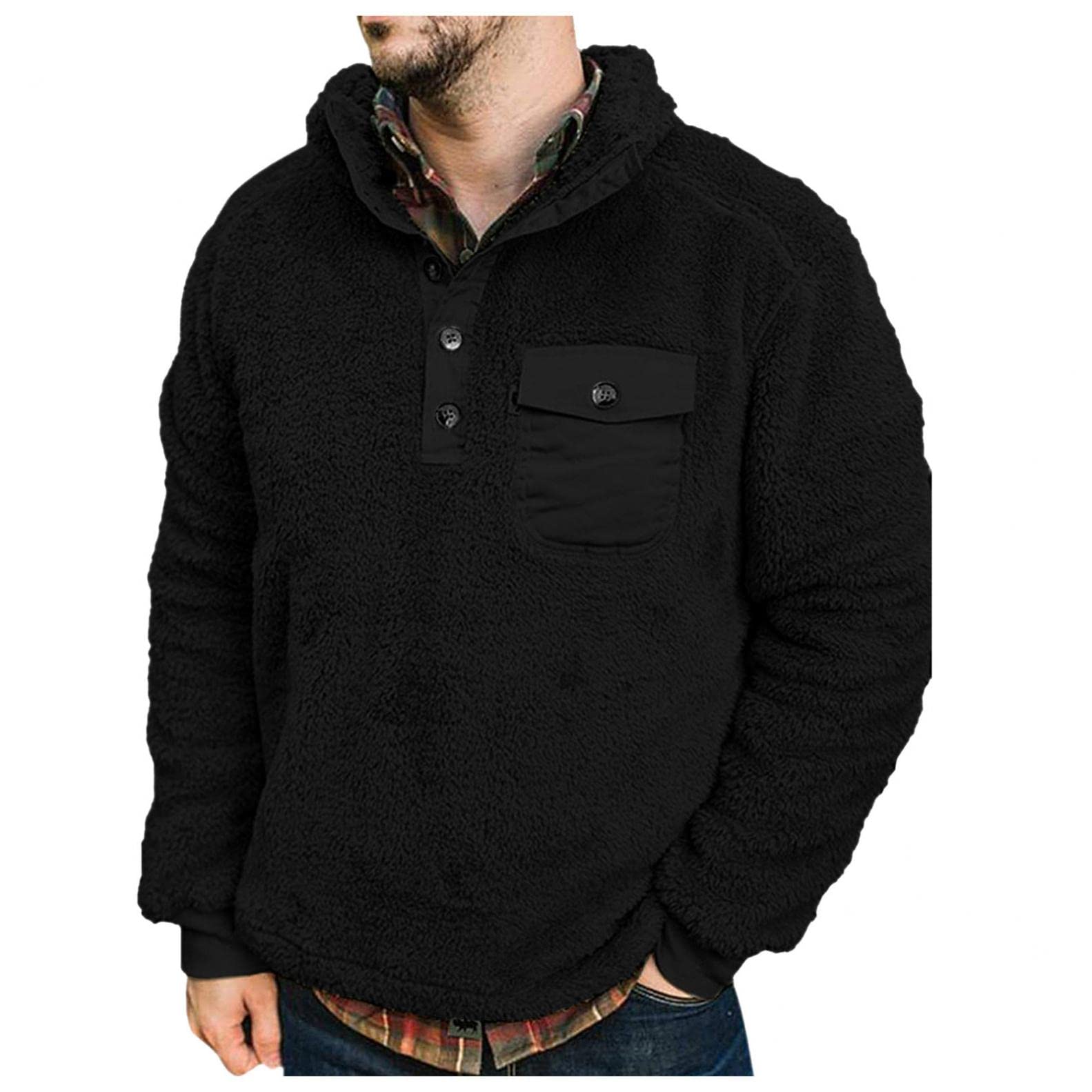 Men's Fleece Hoodie Pullover - Plain 1/4 Zip Winter Sweatshirt for Casual Wear & Outdoor Activities