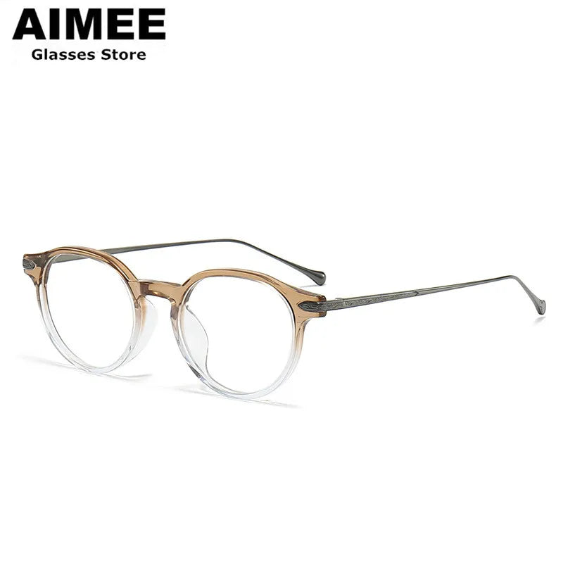 Aimee Women's Full Rim Round Acetate Titanium Eyeglasses Frame 19011 - Lightweight & Durable Glasses for Work, Reading, and Everyday Fashion