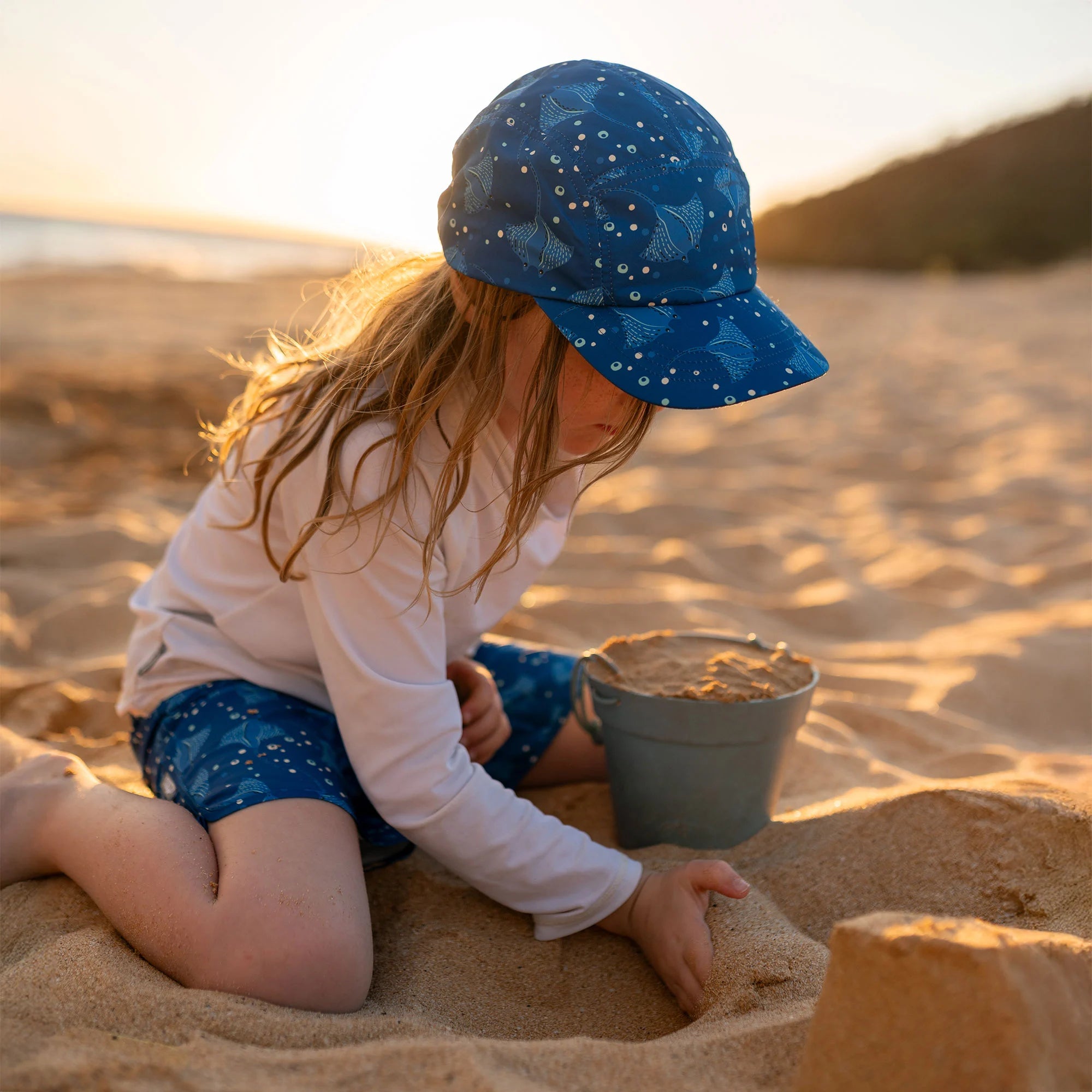 Jan & Jul Manta Ray Five Panel SunLite Hat - UPF 50+ UV Protection Baby & Toddler Sun Hat for Boys & Girls - Perfect for Beach, Pool, and Outdoor Adventures
