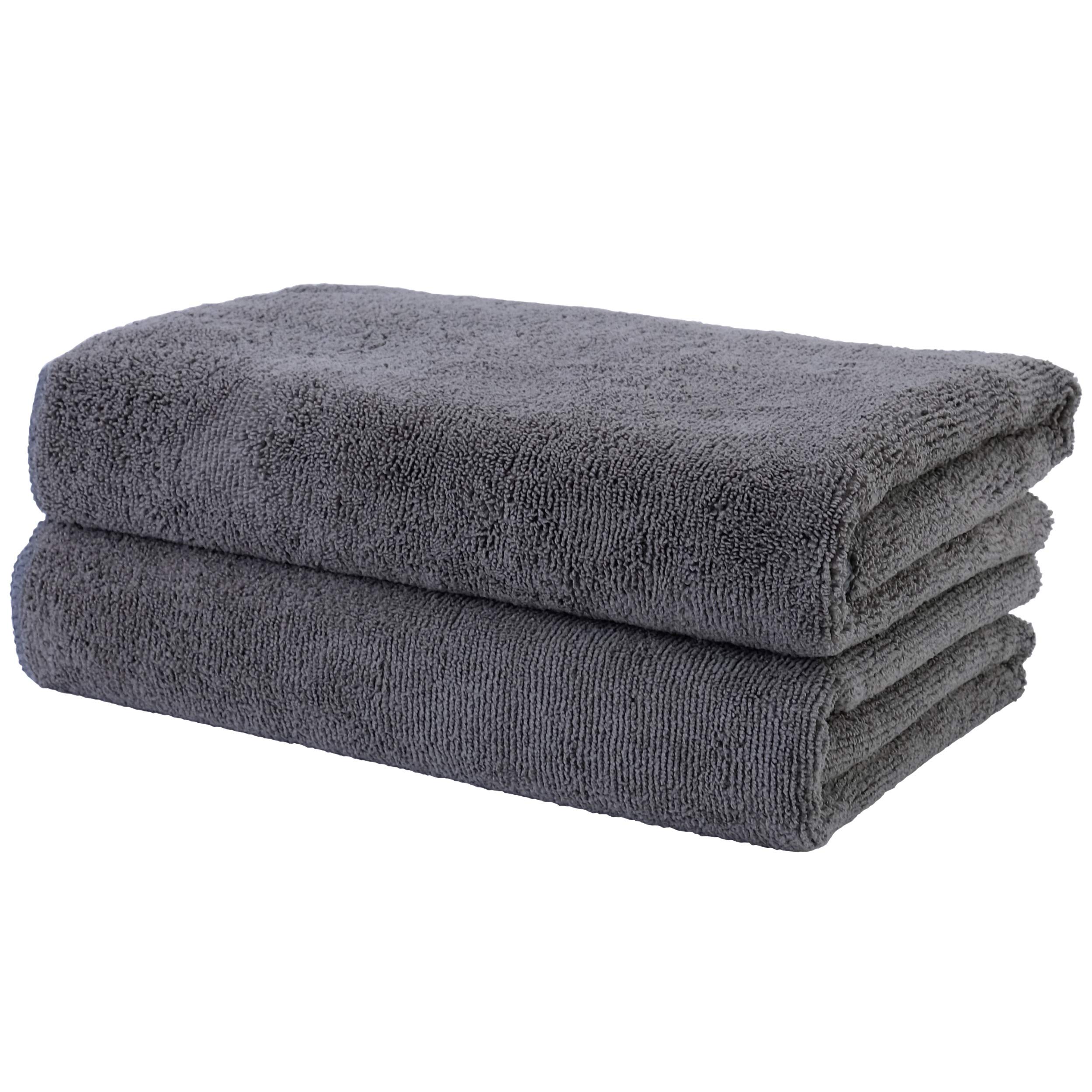 POLYTE Professional Quick Dry Lint Free Microfiber Hair Towel for Salon & Home Use - 20x40 Inches, Ultra Absorbent Hair Wrap Towel for Wet Hair - 2 Pack (Dark Gray) - Perfect for Hair Styling, Blow Drying & Post-Workout Care