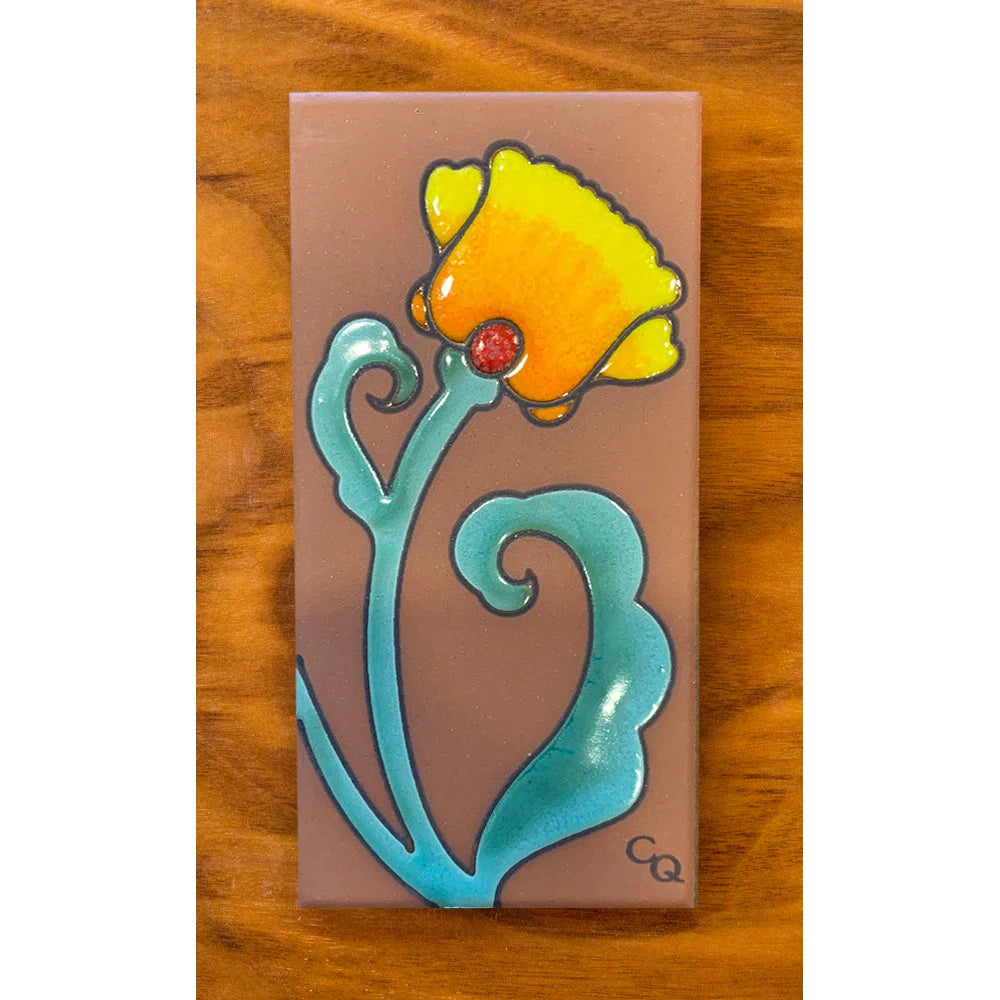 Handmade Terra Cotta Poppies Ceramic Tiles 3x6 Inch - Rustic Home Decor for Kitchen Backsplash, Bathroom Wall, or Outdoor Garden Accent