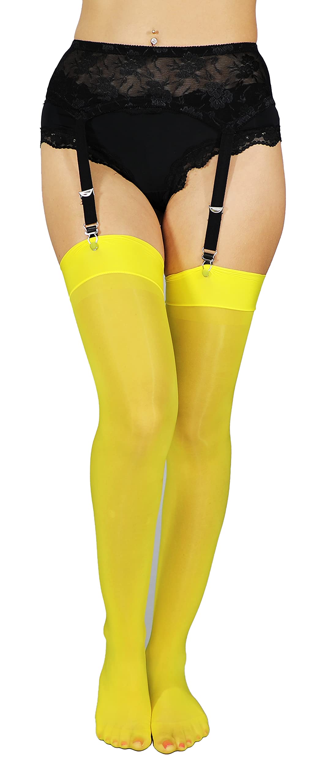 Mona's Choice Shiny Oil Effect Tall Garter Stockings & Thigh High Stockings for Women - Sexy Lingerie Accessories for Date Night, Cosplay & Boudoir Photography (Garter Belts Sold Separately)