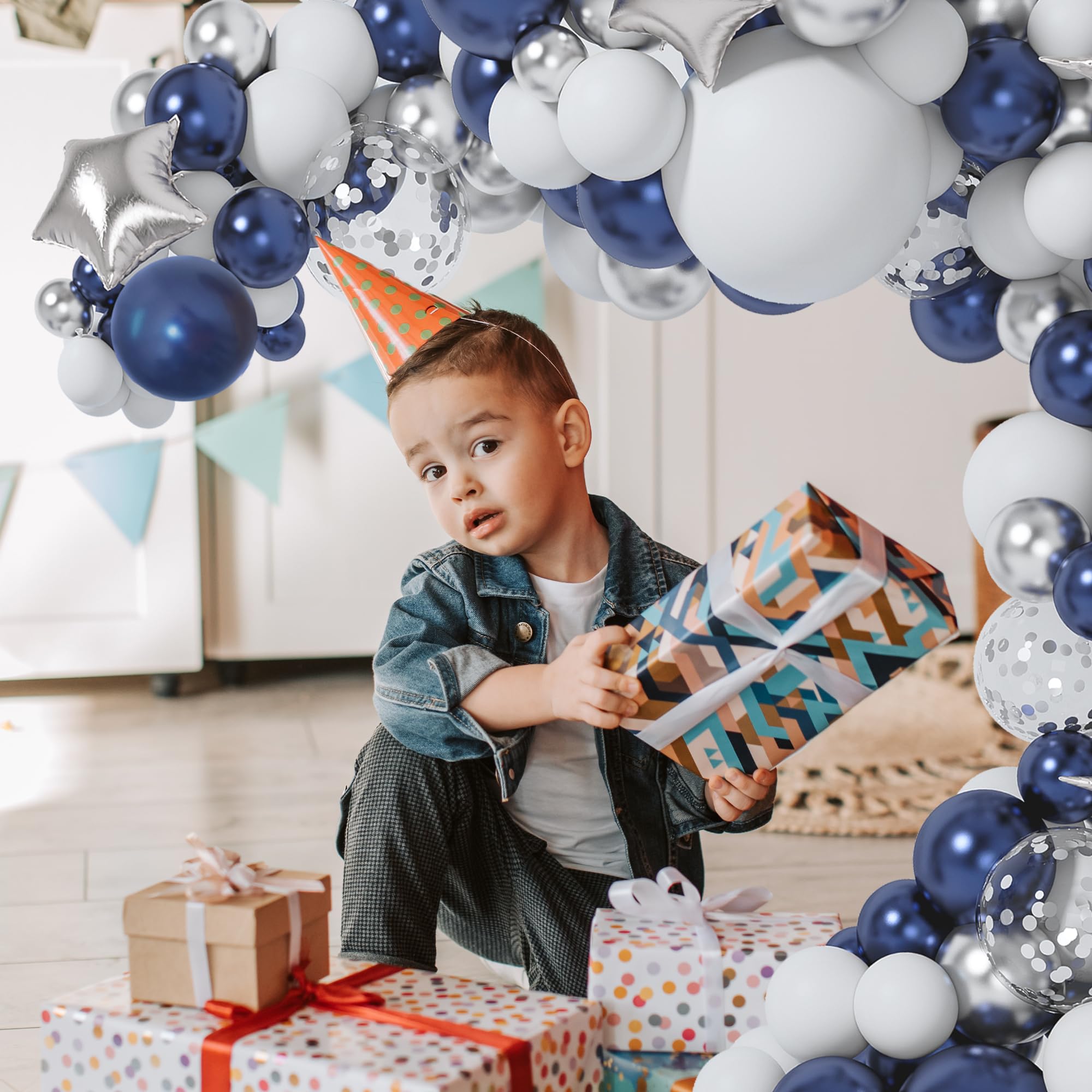 151pcs Navy Blue & Silver Balloons Garland Arch Kit - Graduation, Prom, Birthday, Wedding, Retirement Party Decorations | Class of 2024, New Year's Eve Celebration Backdrop & Photo Booth Background