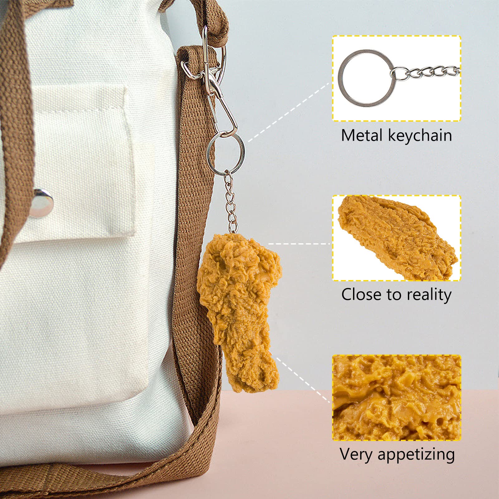 CAIRIIAC Funny Chicken Leg & Wing Keychain Set - 4 Pcs Novelty Keyrings for Food Lovers | Perfect Gift for BBQ Enthusiasts & Poultry Fans