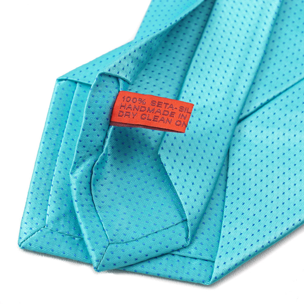 Isaia Turquoise Blue Pindot Silk Tie for Men - Luxury Italian Necktie for Business, Weddings & Formal Occasions