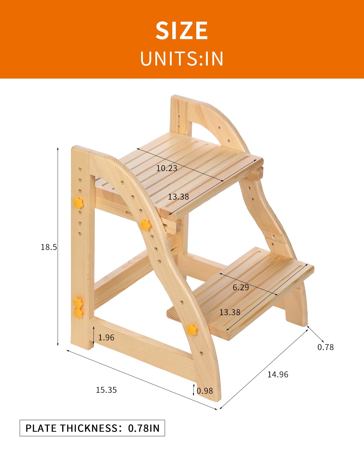 **Adjustable Wooden Step Stool for Kids - Toddler Step Stool for Kitchen, Bathroom Sink & Potty Training - Safe & Sturdy Pine Step Stool for Toddlers (Perfect for Reaching Counters, Sinks & Toilets)**