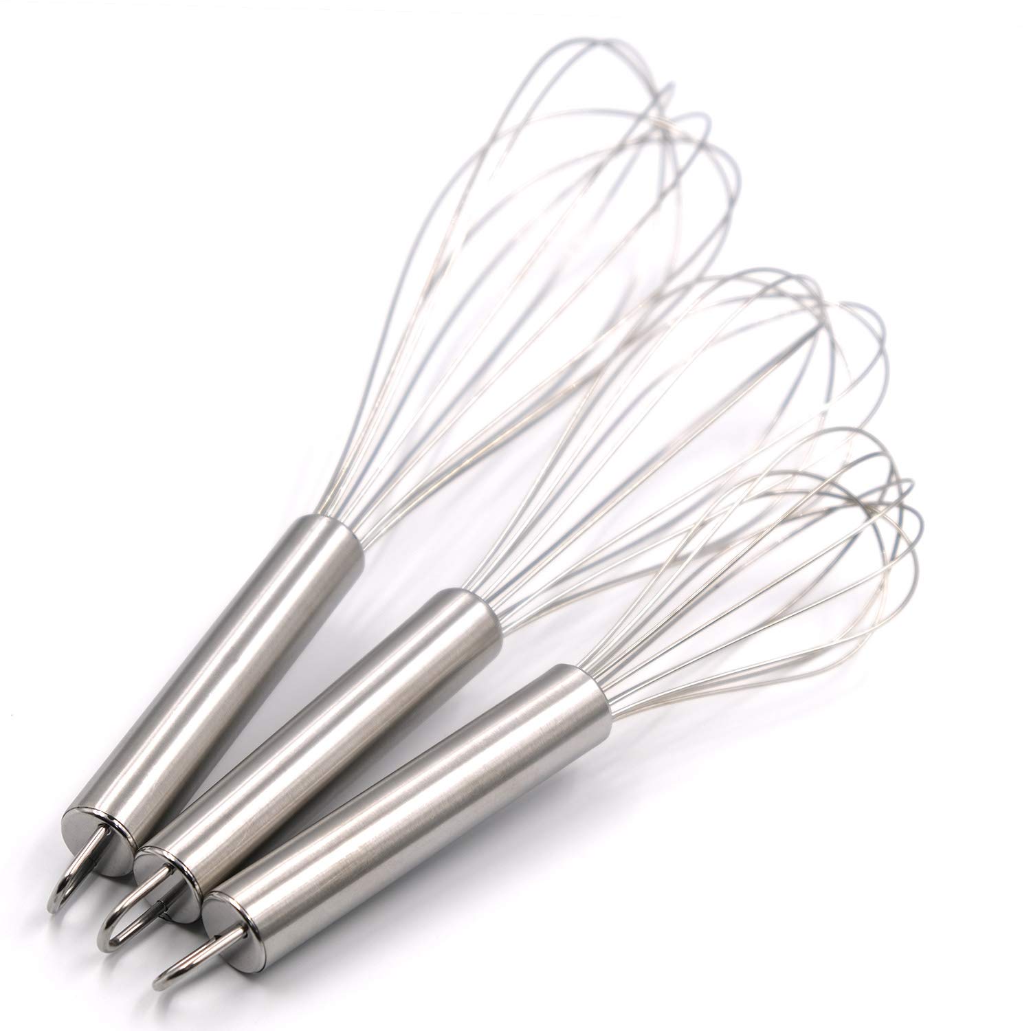 Mayata 3-Piece Manual Egg Beater Set - Self Turning Stainless Steel Whisk for Baking, Hand Blender for Eggs, Cream & Dough - Perfect Kitchen Tools for Cakes, Pancakes & Desserts