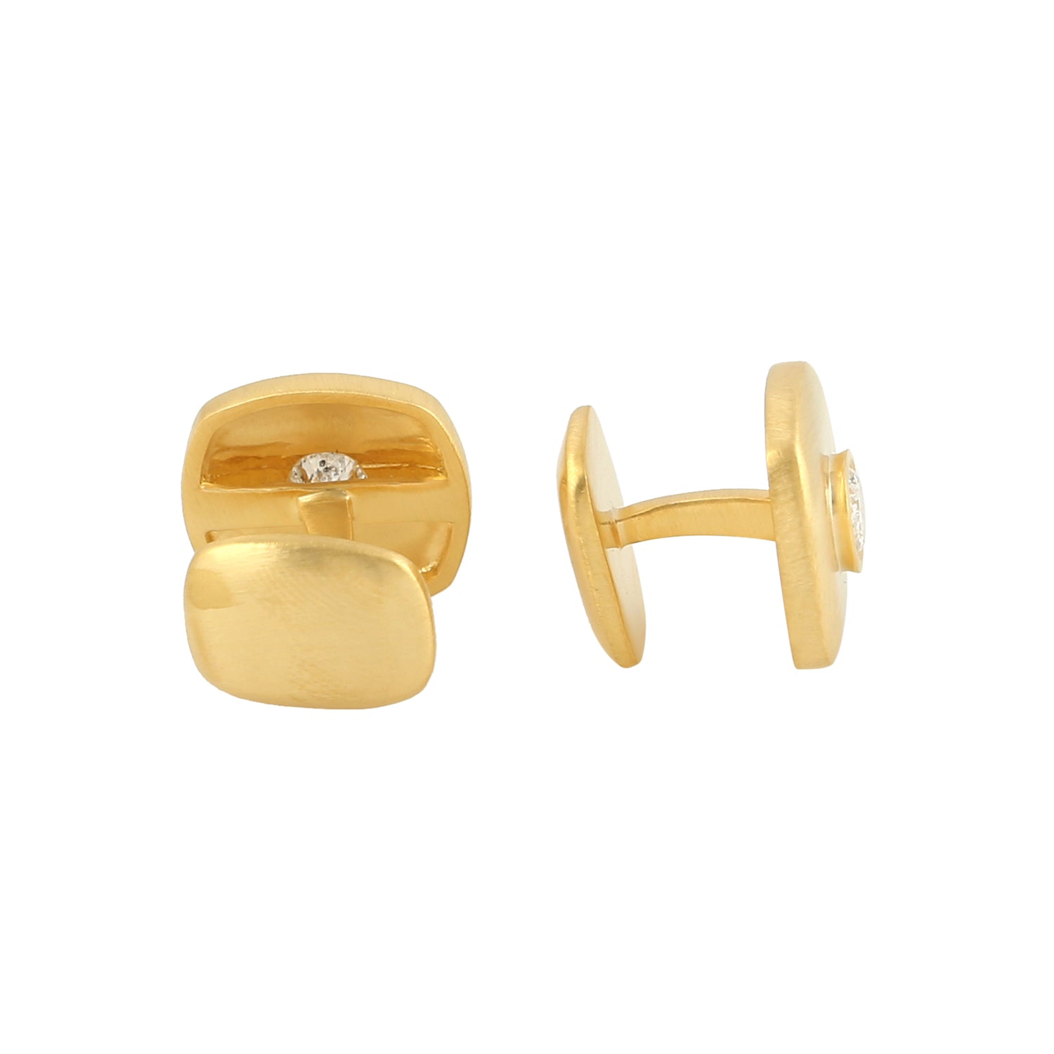 10K Yellow Gold Bezel Set Rose Cut Diamond Cufflinks for Men - Elegant & Unique Wedding, Prom, Business Formal Wear Accessories