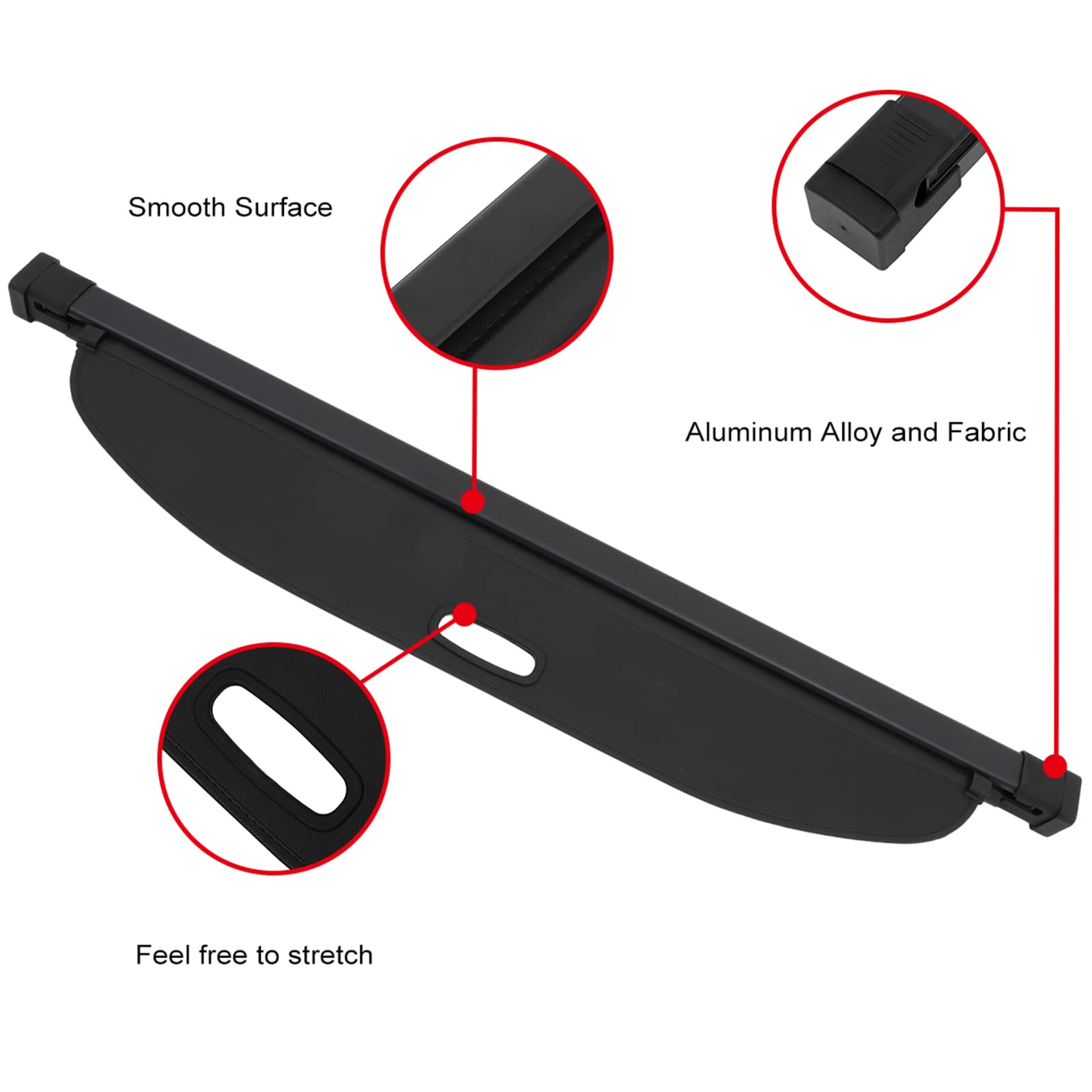 ROADFAR Retractable Cargo Cover for 2016-2025 Volvo XC90 2.0L SUV - Black Trunk Shade Protector | Perfect for Groceries, Luggage & Pet Protection