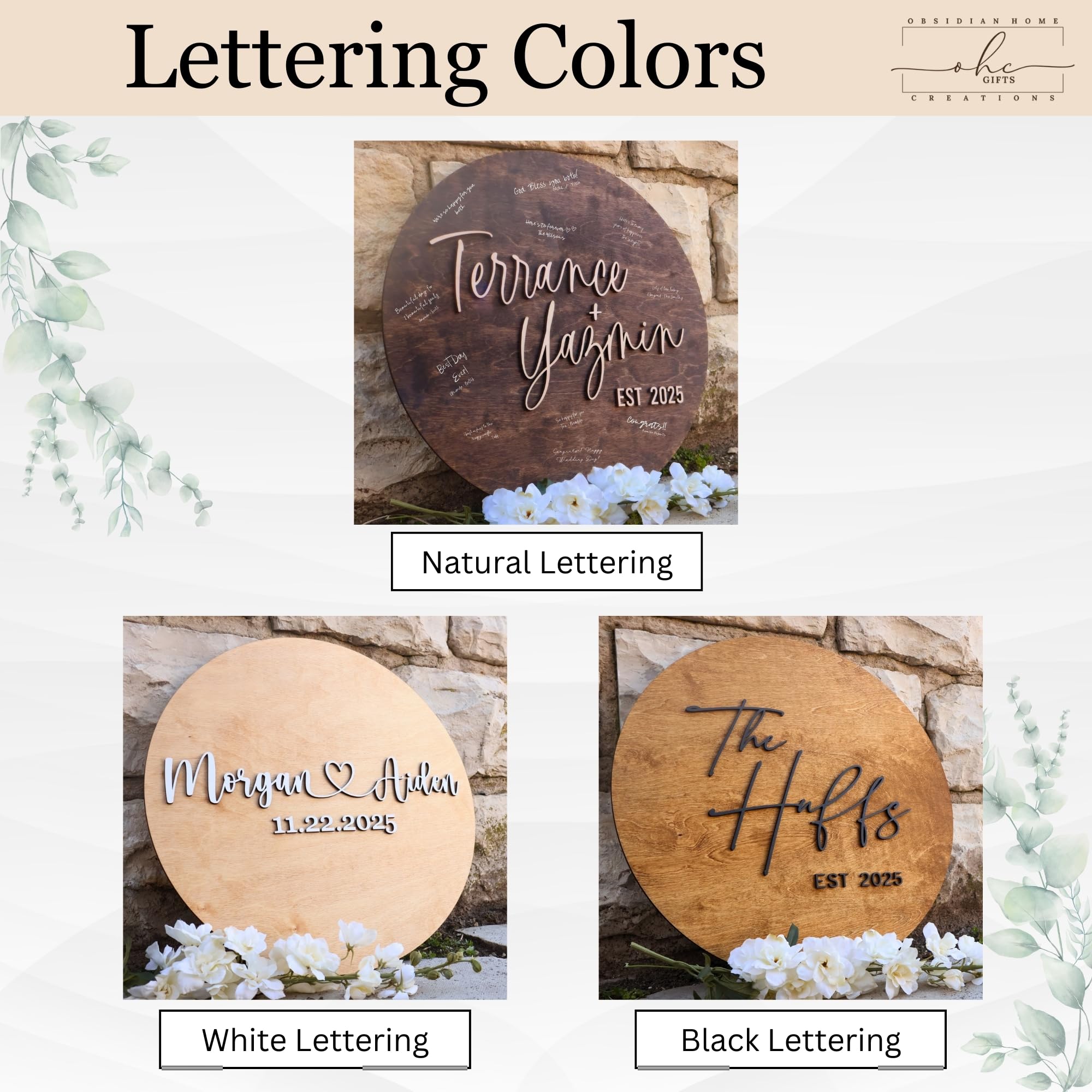 Personalized 3D Wooden Guest Book - Round Custom Laser-Engraved Wedding Guestbook Alternative Sign - Unique Wedding Decor for Ceremonies, Receptions & Anniversaries