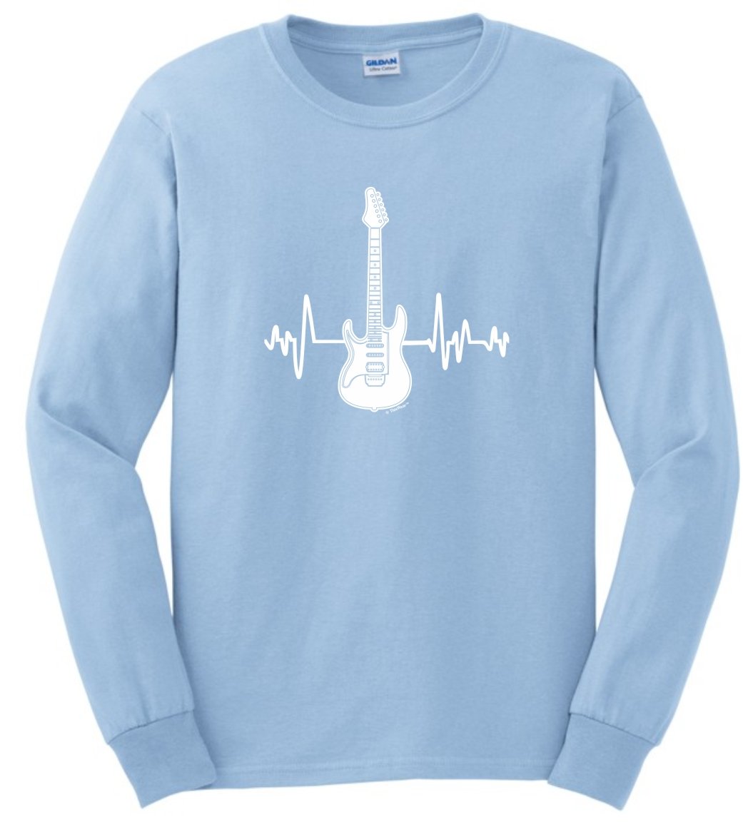 Electric Guitar Heartbeat Long Sleeve T-Shirt - Perfect Gift for Music Lovers & Rock Fans - Ideal for Concerts, Band Practice & Casual Wear