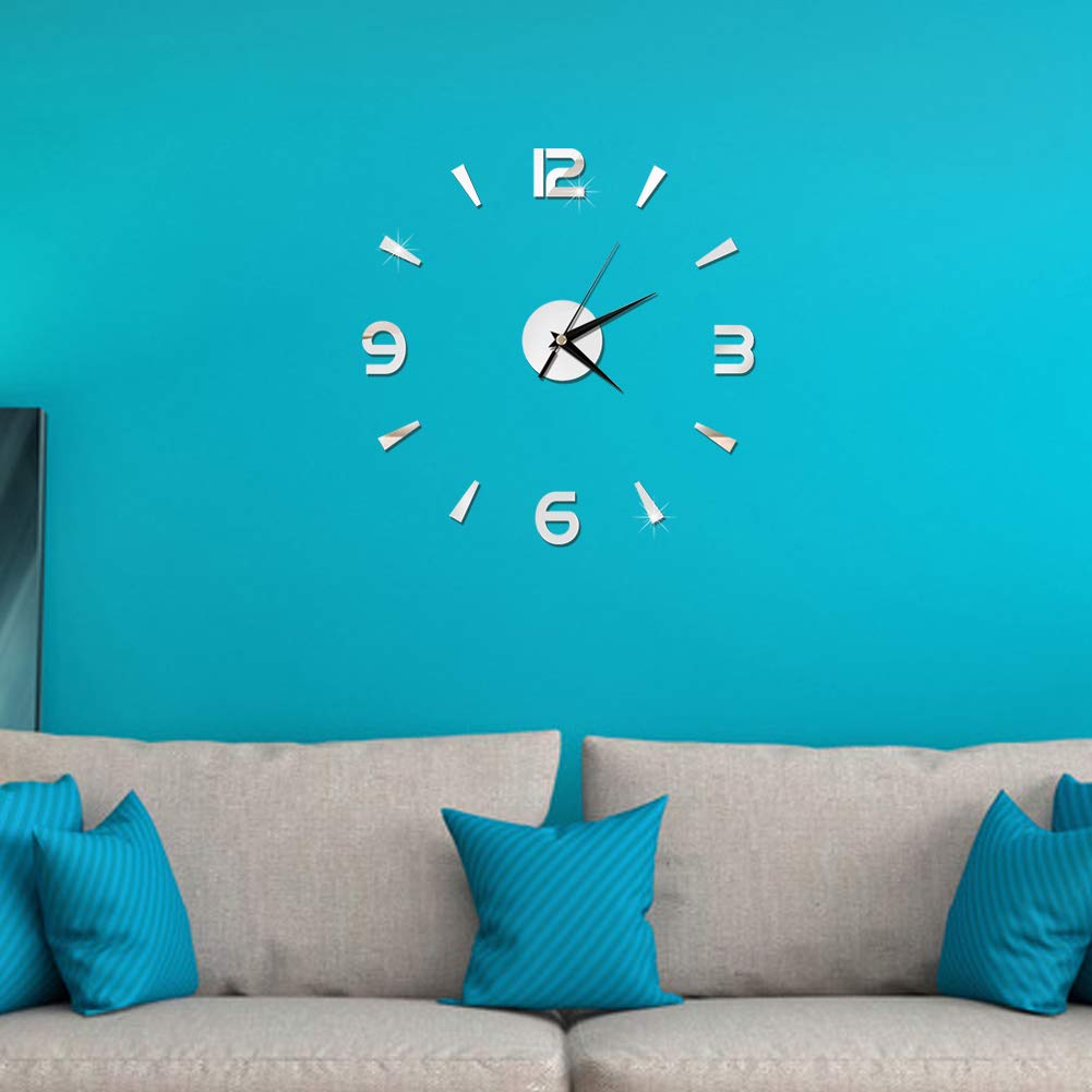 Haofy Frameless DIY Wall Clock - 3D Big Watch Sticker for Modern Home & Office Decor (Black/Silver) | Perfect for Living Room, Bedroom, or Workspace Wall Art