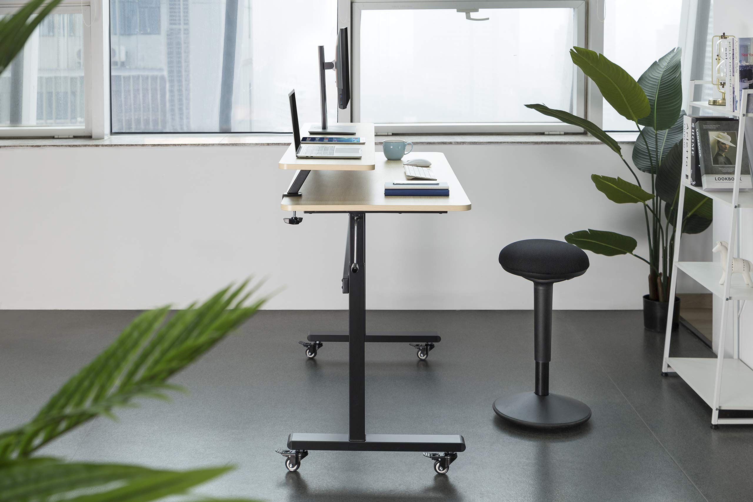 Stand Steady 55 Inch Clamp-On Desk Shelf - Large Monitor Riser for 3 Screens with Extra Storage Space | Ergonomic Computer Monitor Stand with Secure Clamp Base (No Screws Needed) - Perfect for Home Office, Gaming Setup & Workspace Organization (Maple, 55 Inch)