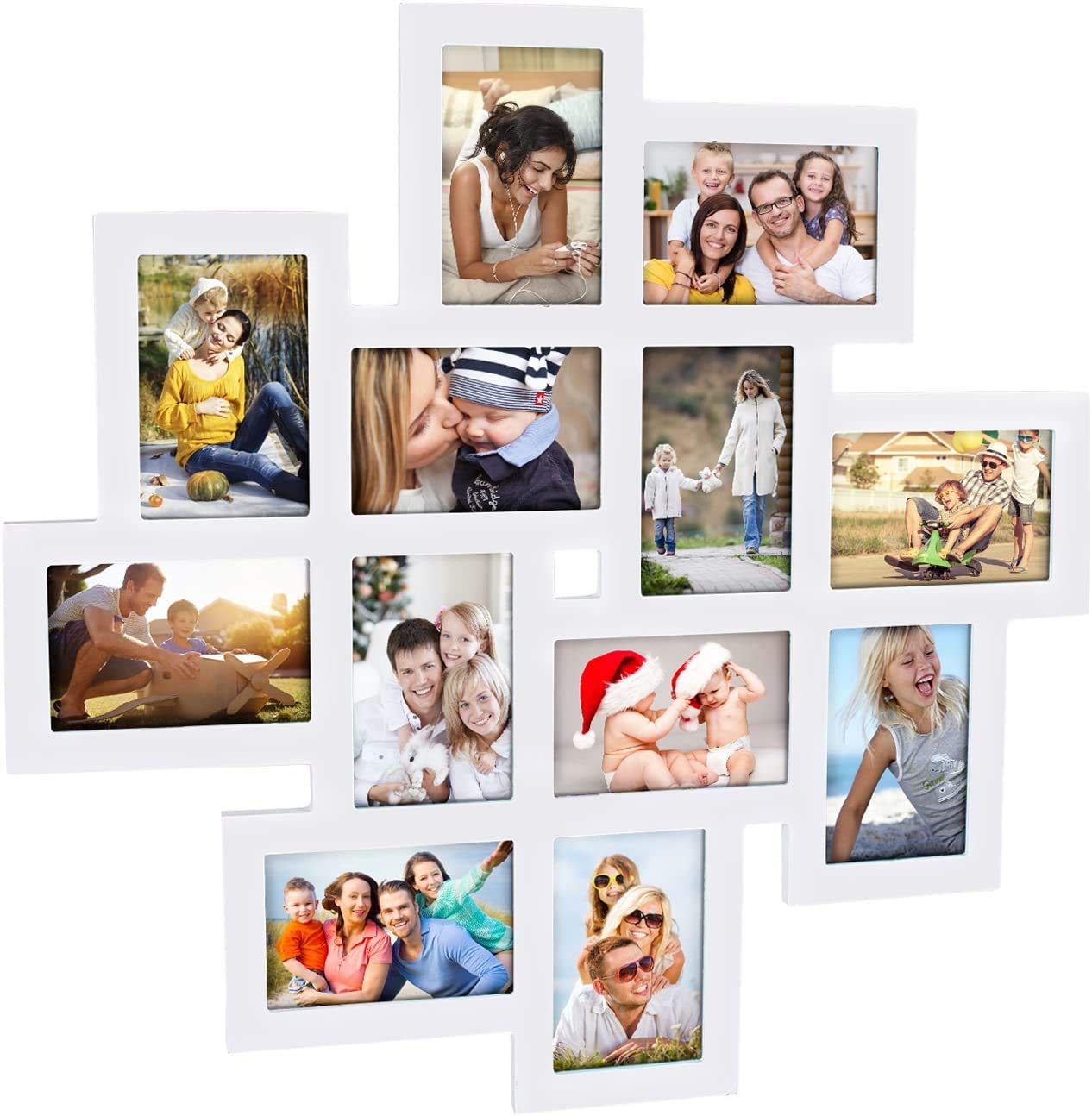 Asense 4x6 Collage Picture Frame - 12 Openings White Wall Hanging Photo Frame for Family Photos & Selfie Display