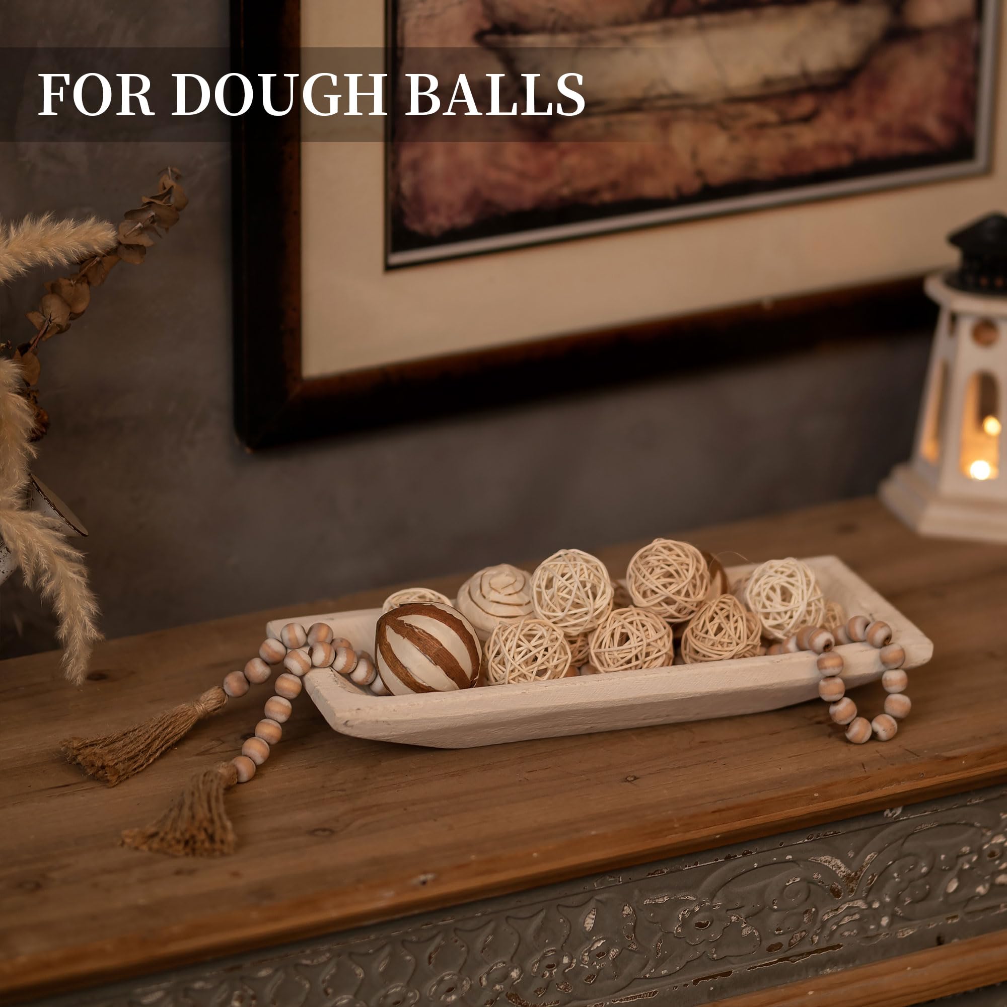 Hanobe Decorative Wood Dough Bowl - Natural Long Wooden Centerpiece for Dining Table | Rustic Candle Holder & Tray Decor | Unfinished Trough for Kitchen & Farmhouse Style | Perfect for Holiday Centerpieces, Wedding Decor & Seasonal Display