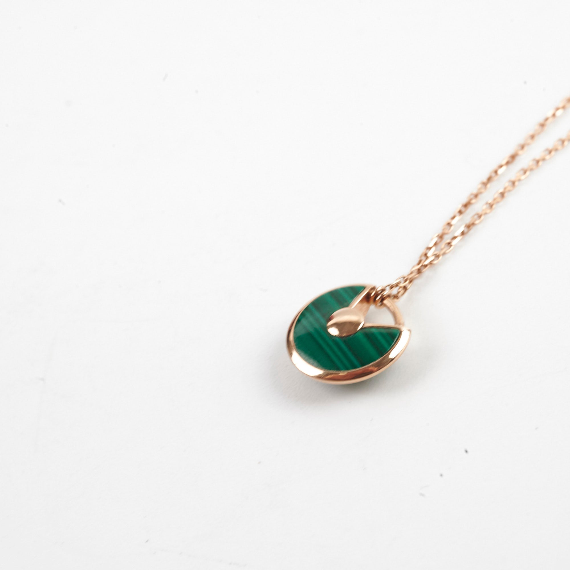 Cartier Amulette de Cartier Necklace - XS Model with Genuine Malachite & Diamond | Elegant Jewelry Gift for Women, Perfect for Weddings & Special Occasions
