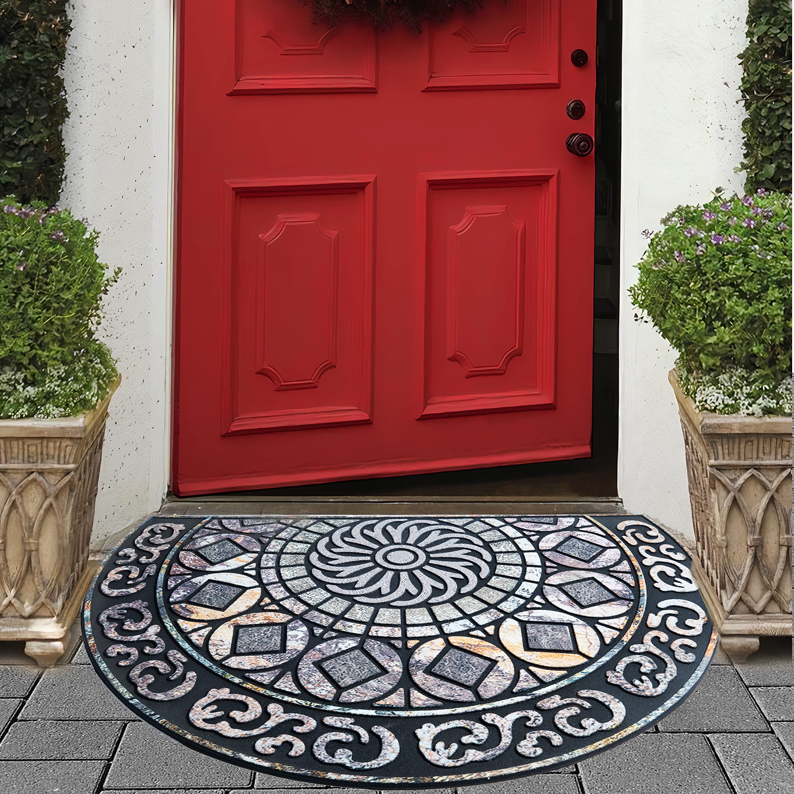 ubdyo Unique Stylish Front Door Mat - Heavy Duty Low Pile Doormat 23x36 Inches for Outdoor/Indoor Entrance - Traps Mud & Dirt - Perfect Welcome Mat for Home, Office or Apartment - Ideal Housewarming Gift