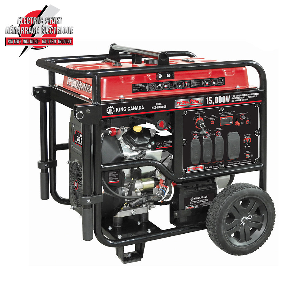 KING KCG 15000GE 15,000W V-Twin Gasoline Generator with Electric Start - Powerful Backup Power for Home, Camping & Emergency Use
