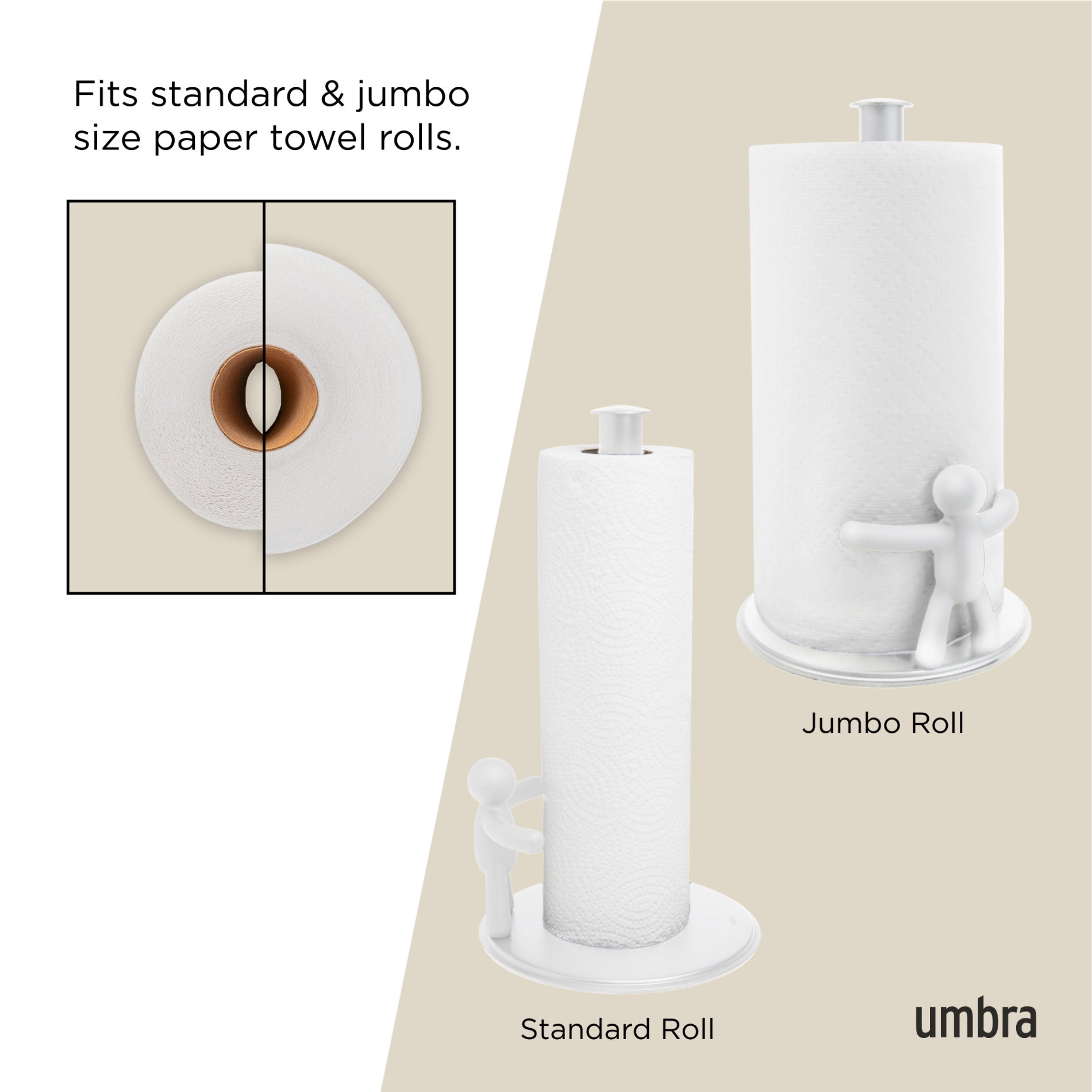 Stainless Steel Buddy Paper Towel Holder - Wall Mount or Under Cabinet - Perfect for Kitchen, Bathroom & Office Organization