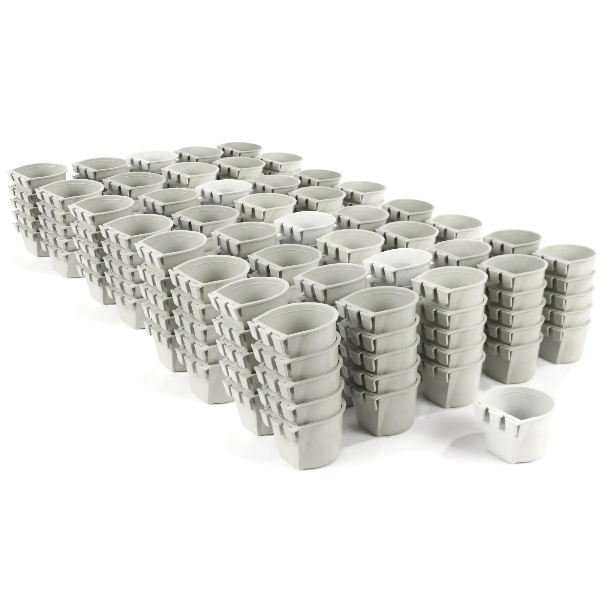 200-Pack Gray Cage Cups for Chickens, Dogs, Pheasants & Rabbits - Durable Feed & Water Dispenser for Poultry and Small Pets - Perfect for Coops, Kennels and Outdoor Use
