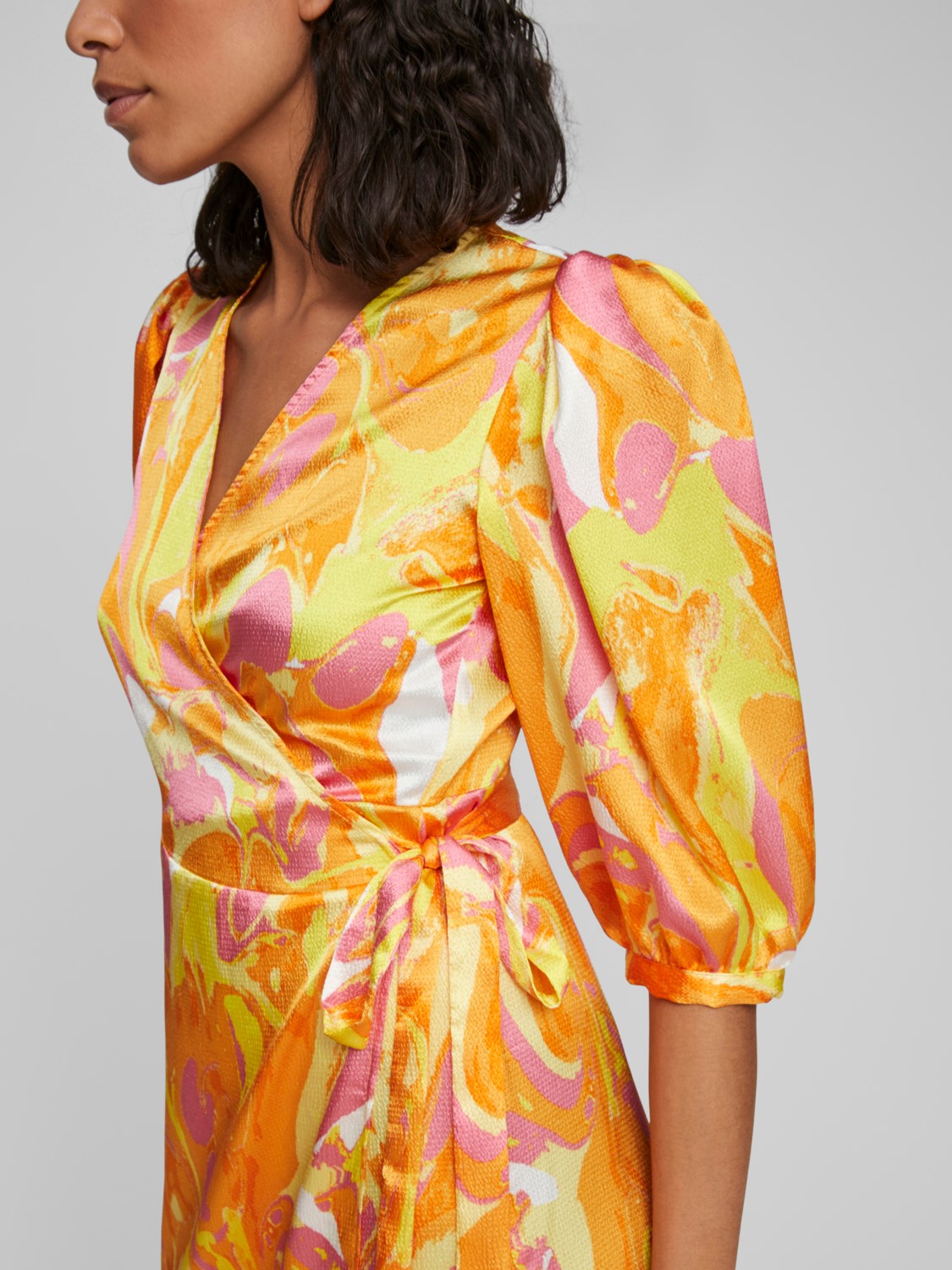 Camlia Wrap Dress with Solar Power Graphic Print - Stylish & Comfortable Women's Summer Dress for Beach, Vacation & Casual Outings
