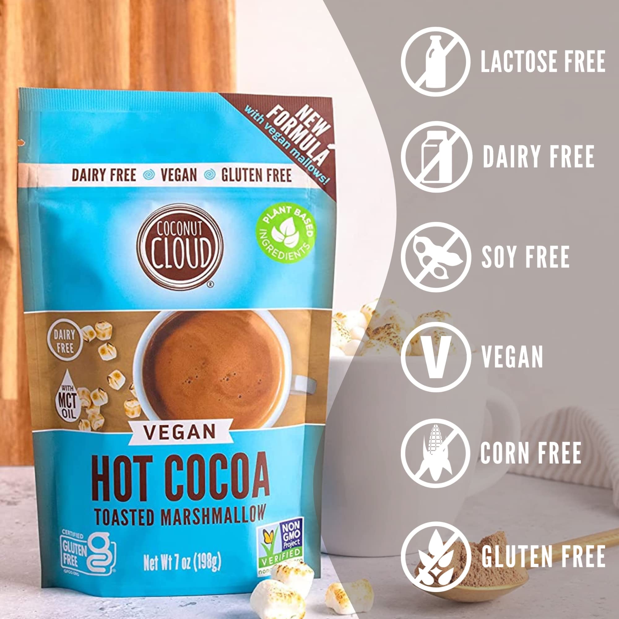 Vegan Hot Chocolate Mix with Dairy-Free Marshmallows - Organic, Gluten-Free, Non-GMO Cocoa Powder for Winter Drinks, Camping & Holiday Gifts