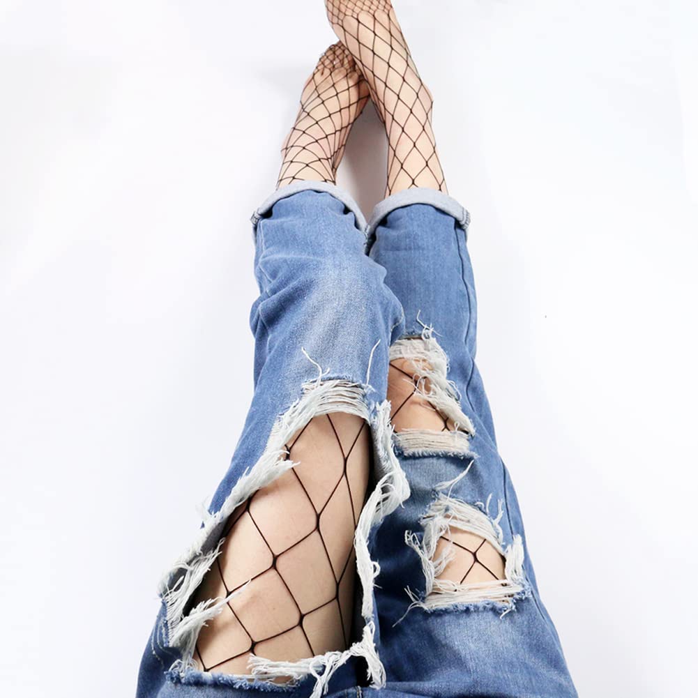 MANZI Women's High Waisted Fishnet Tights - Black Sexy Stockings & Pantyhose for Party, Cosplay, and Night Out