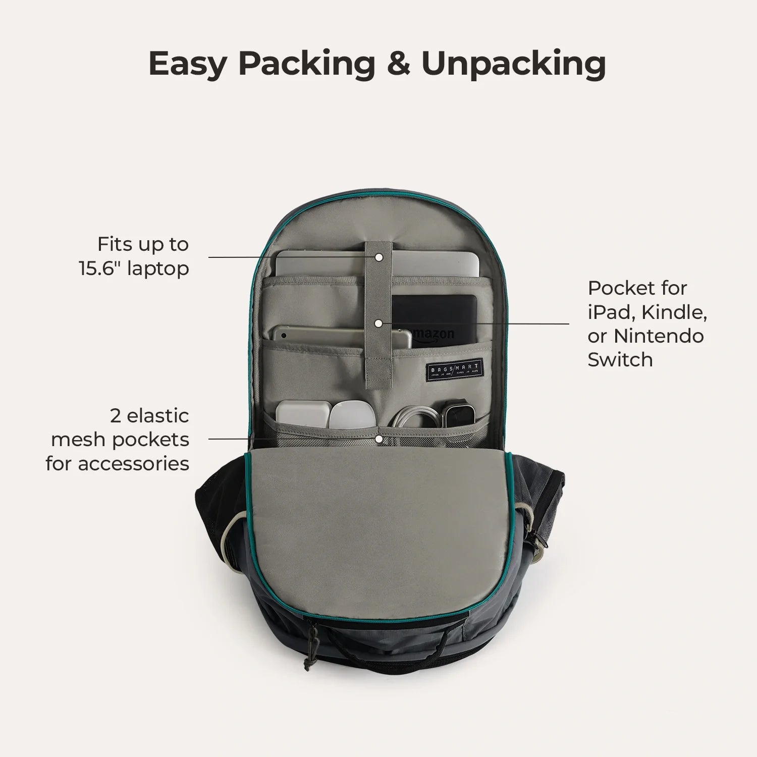 15.6 Inch Laptop Backpack for Men & Women - Waterproof Travel Backpack with USB Charging Port - Perfect for Work, School, and Business Trips