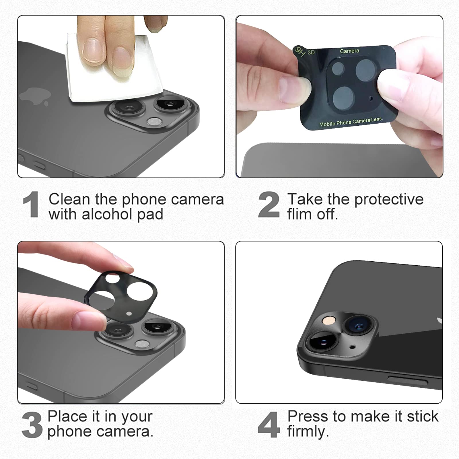 Premium Aluminum Alloy Camera Lens Protector for iPhone 13/13 Mini - 2 Pack Black Protective Cover Shield | Scratch-Resistant & HD Clarity | Perfect for Outdoor Adventures, Travel & Daily Protection