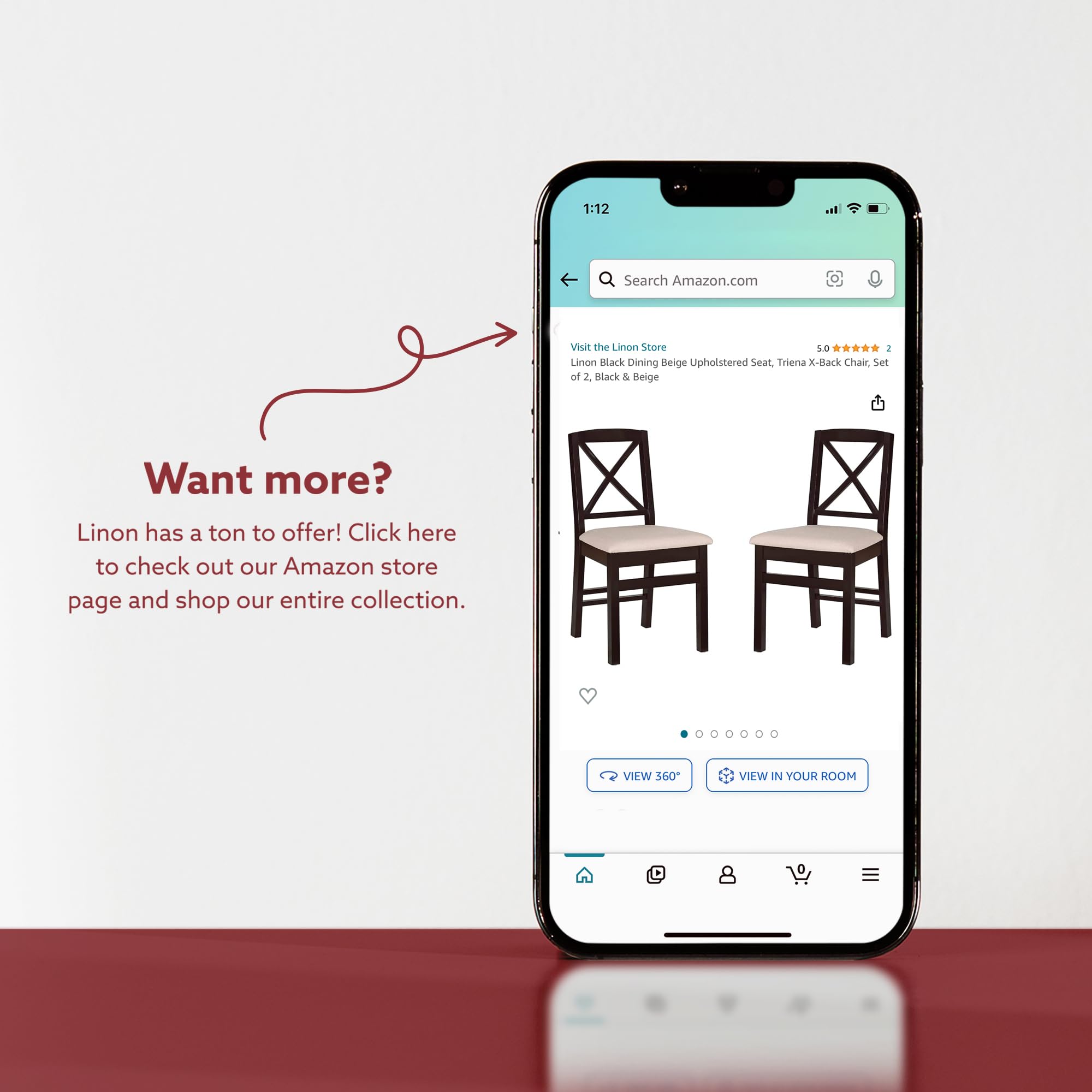 LINON Baxter Black/Red Metal Side Chair, Set of 2 - Modern Dining Chairs for Kitchen, Dining Room, Office & Outdoor Use - Durable Metal Frame & Comfortable Seating