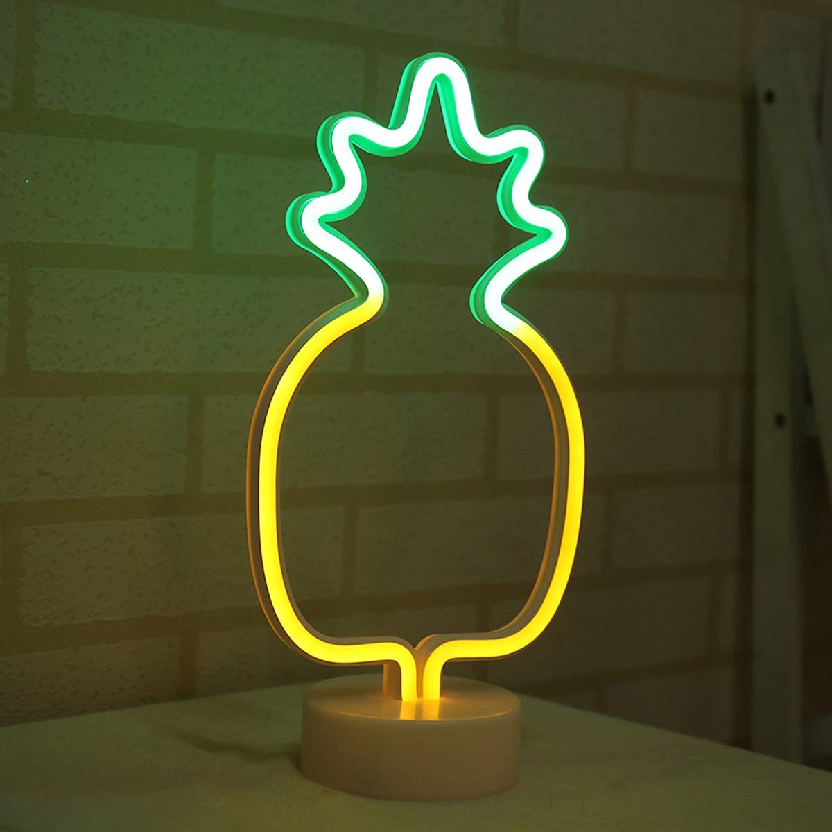 Yuehuam Neon Pineapple LED Sign - USB/Battery Powered Wall Decor with Table Stand, Colorful Night Light for Bedroom, Bar, Party & Festival - Perfect for Home, Office & Events