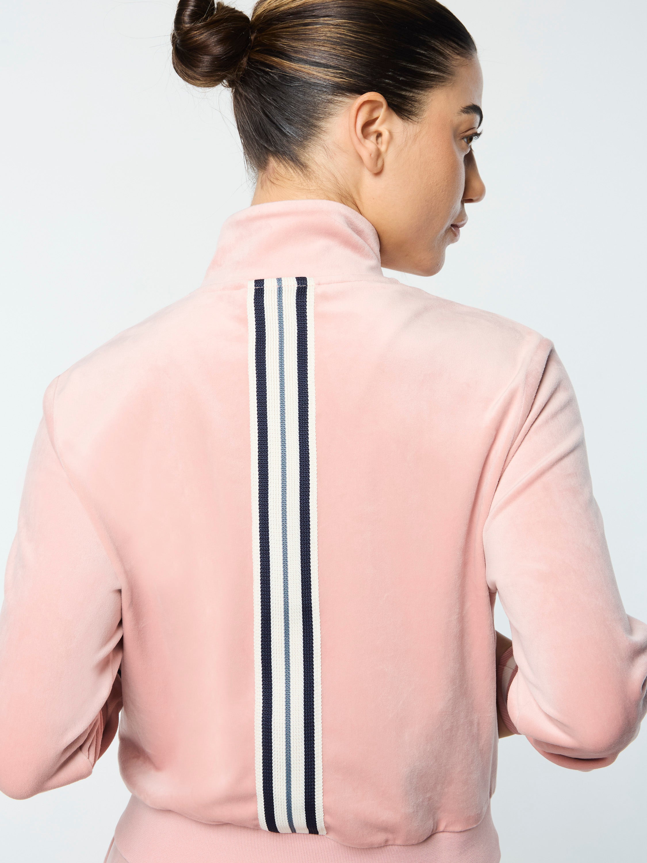 Adele Velour Track Jacket for Women - Soft Pale Mauve Zipper Jacket, Cozy Loungewear & Casual Outerwear for Everyday Wear, Gym, and Travel