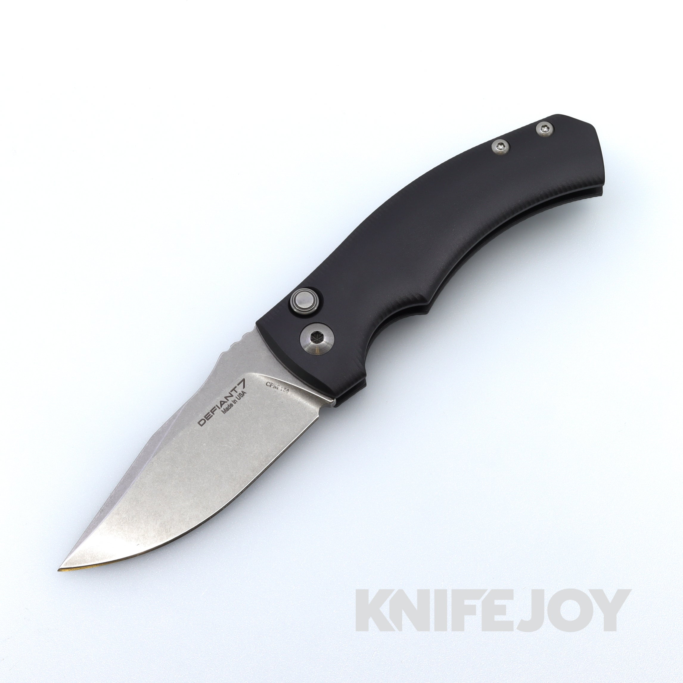 Les George Defiant 7 Valmara Folding Knife - Stonewash CPM 154 Blade & Black Aluminum Handle - EDC, Outdoor, Tactical, Survival, Camping, Hunting Gear