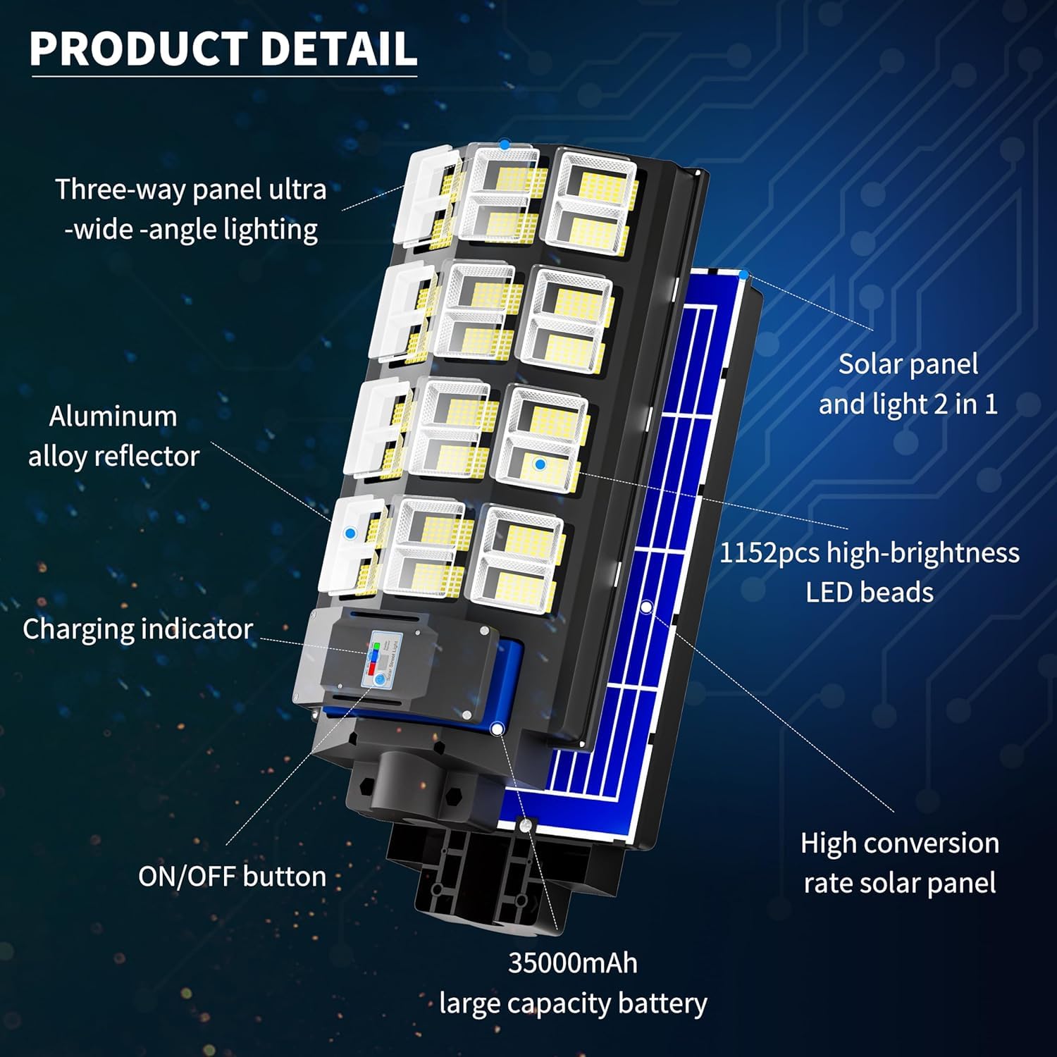 6800W Solar Street Light Outdoor Waterproof - 240000LM 7000K LED Solar Powered Street Lamp with Motion Sensor & Dusk to Dawn - Wide Angle Lighting for Driveway, Garden, Pathway, and Backyard Security