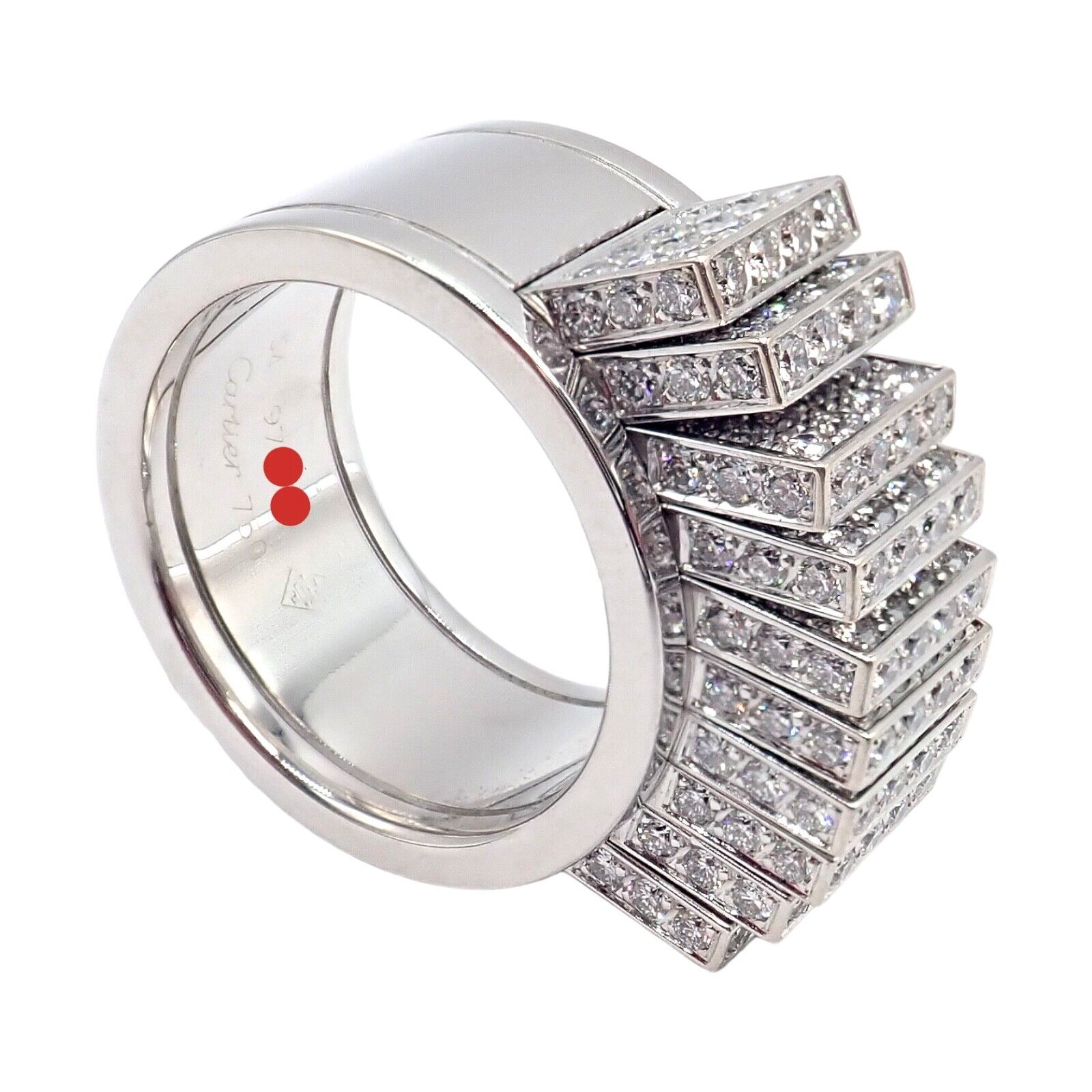 Authentic Cartier 18K White Gold Diamond Fan Ring - Luxury Jewelry for Women, Perfect for Weddings, Anniversaries & Special Occasions