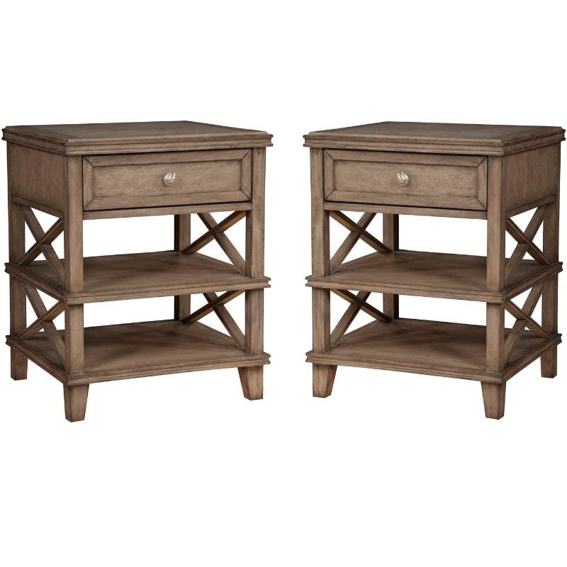 Home Square 2-Piece Bedroom Set with Two 1-Drawer Nightstands in French Truffle Finish - Perfect for Master Bedrooms & Guest Rooms