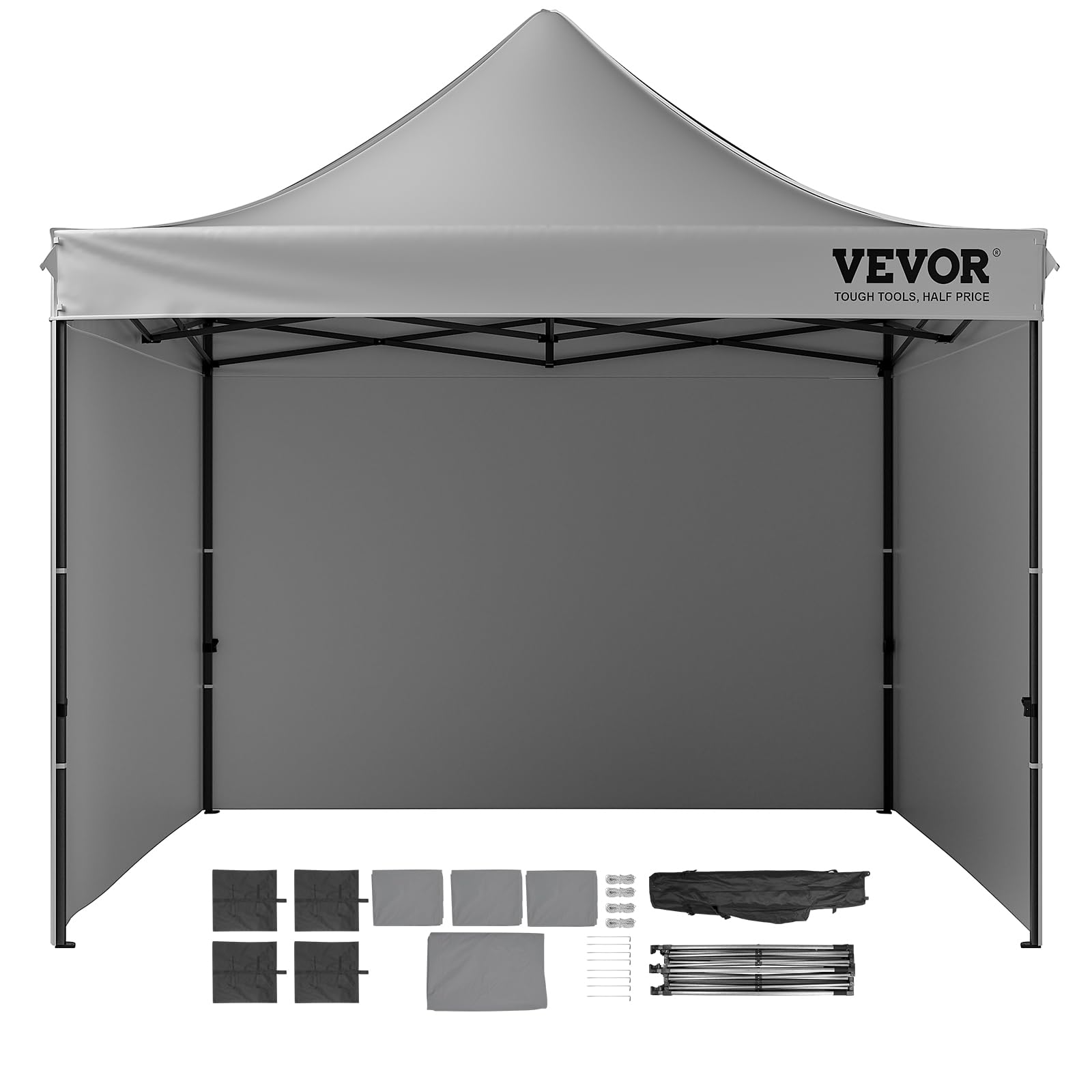 VEVOR 10x10 FT Pop Up Canopy Tent with Removable Sidewalls & Wheeled Carry Bag - UV Protection Waterproof Instant Shelter for Outdoor Events, Backyard Parties, Camping, Beach, Farmers Market, and Tailgating
