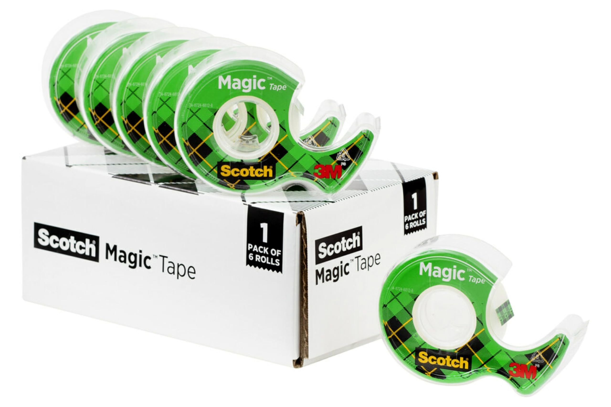 Scotch Magic Tape - 6 Rolls with Dispensers | Invisible, Strong & Reliable Adhesive | Perfect for Home Office, School Supplies, College & Classroom Projects | Great for Gift Wrapping, Arts & Crafts, Document Repair
