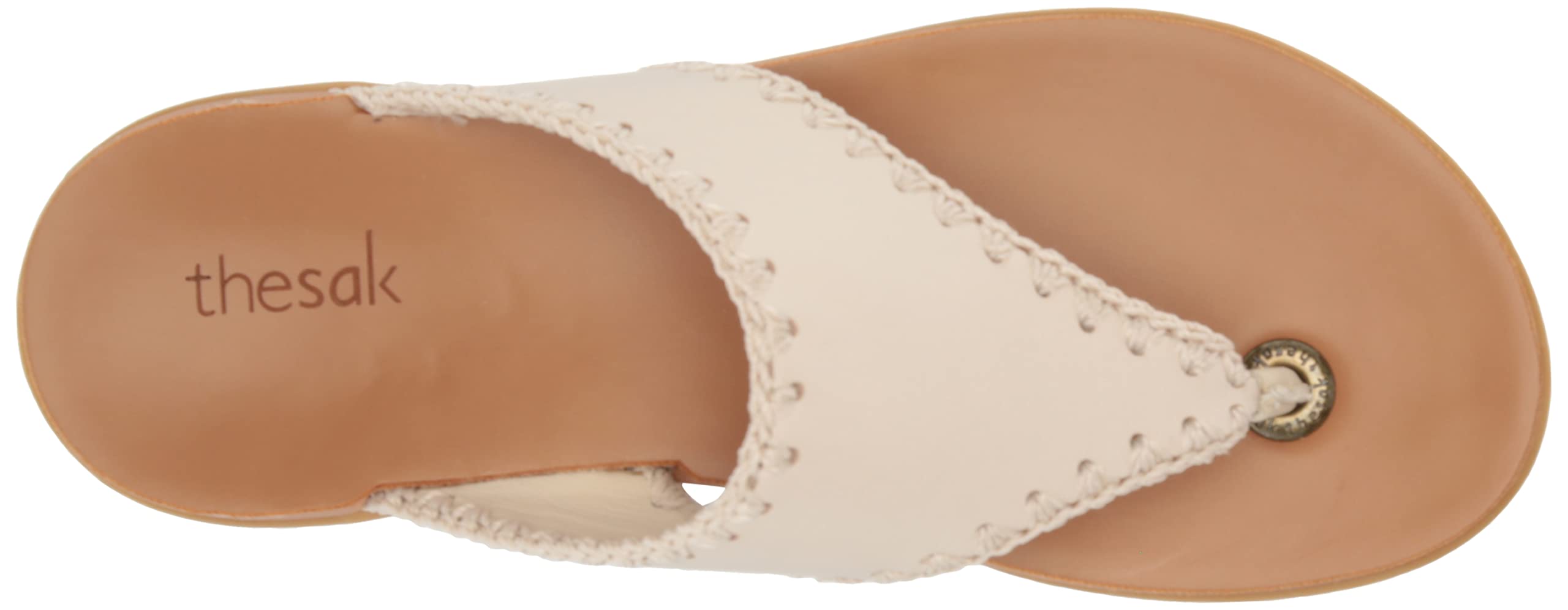 The Sak Women's Shana Thong Crochet Leather Flip Flop Sandals - Comfortable Summer Open Toe Shoes for Beach, Pool & Casual Outings