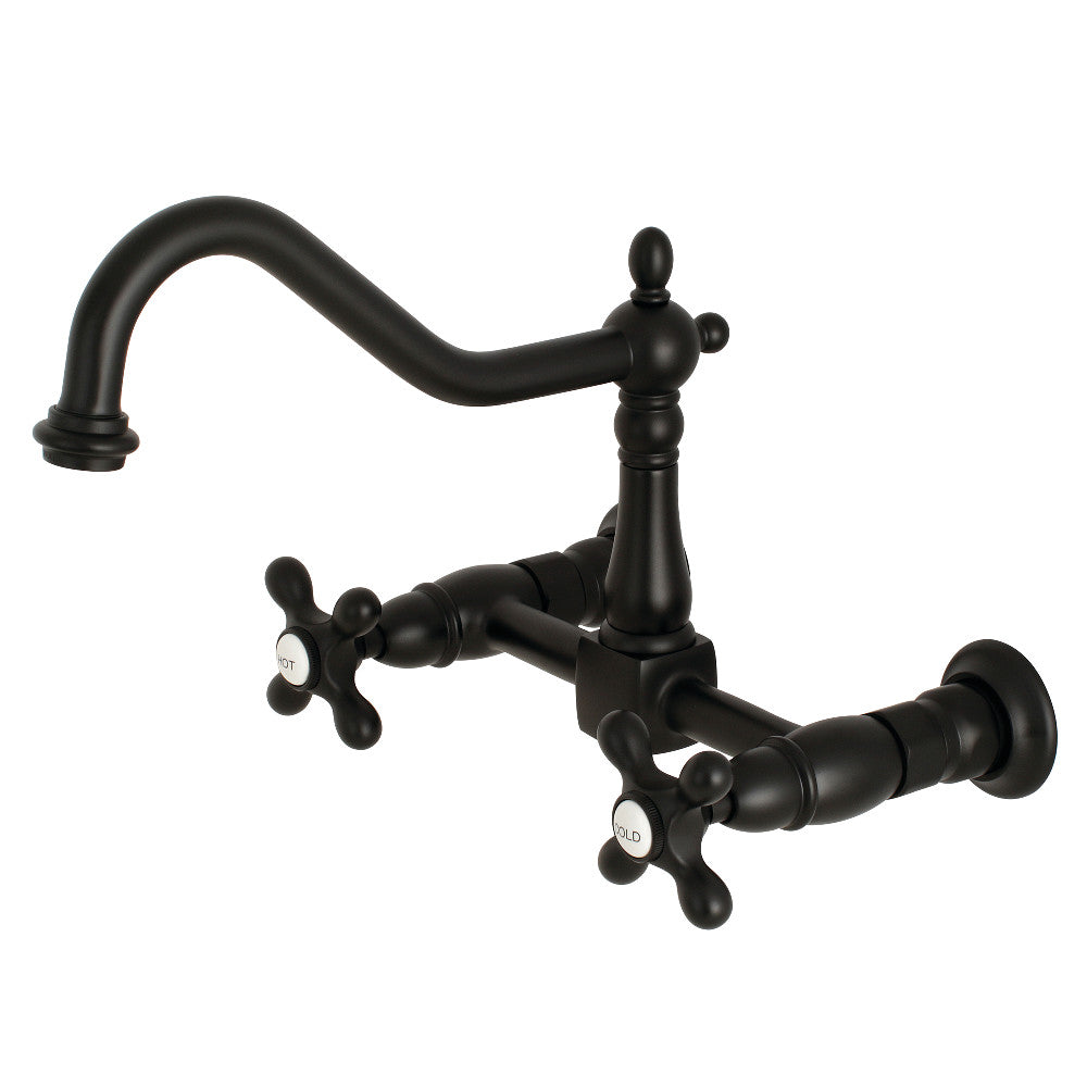 Heritage Wall Mount Kitchen Faucet - Brushed Nickel Pull Down Sprayer, High Arc Commercial Style for Farmhouse Sink - Perfect for Modern Kitchens, Restaurants & RV Use
