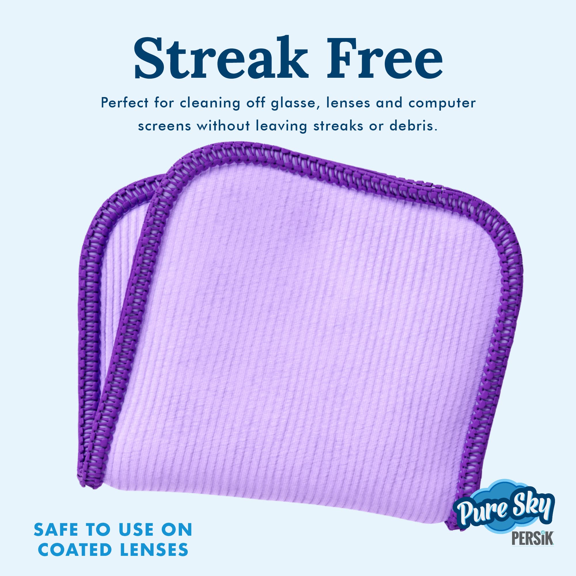 Pure-Sky Premium Microfiber Eyeglass Cleaning Cloth - Streak-Free Lens Wipes for Glasses, Screens & Cameras - No Wiping Marks - 3 Pack - Perfect for iPhone, iPad, Tablets & Eyewear - Ideal for Home, Office & Travel Use
