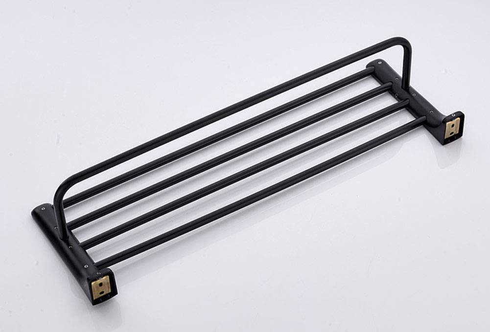KUYT Stainless Steel Black Towel Rack, Double Bathroom Towel Grid with Simple Paint Process - Perfect for Modern Bathroom & Spa Decor
